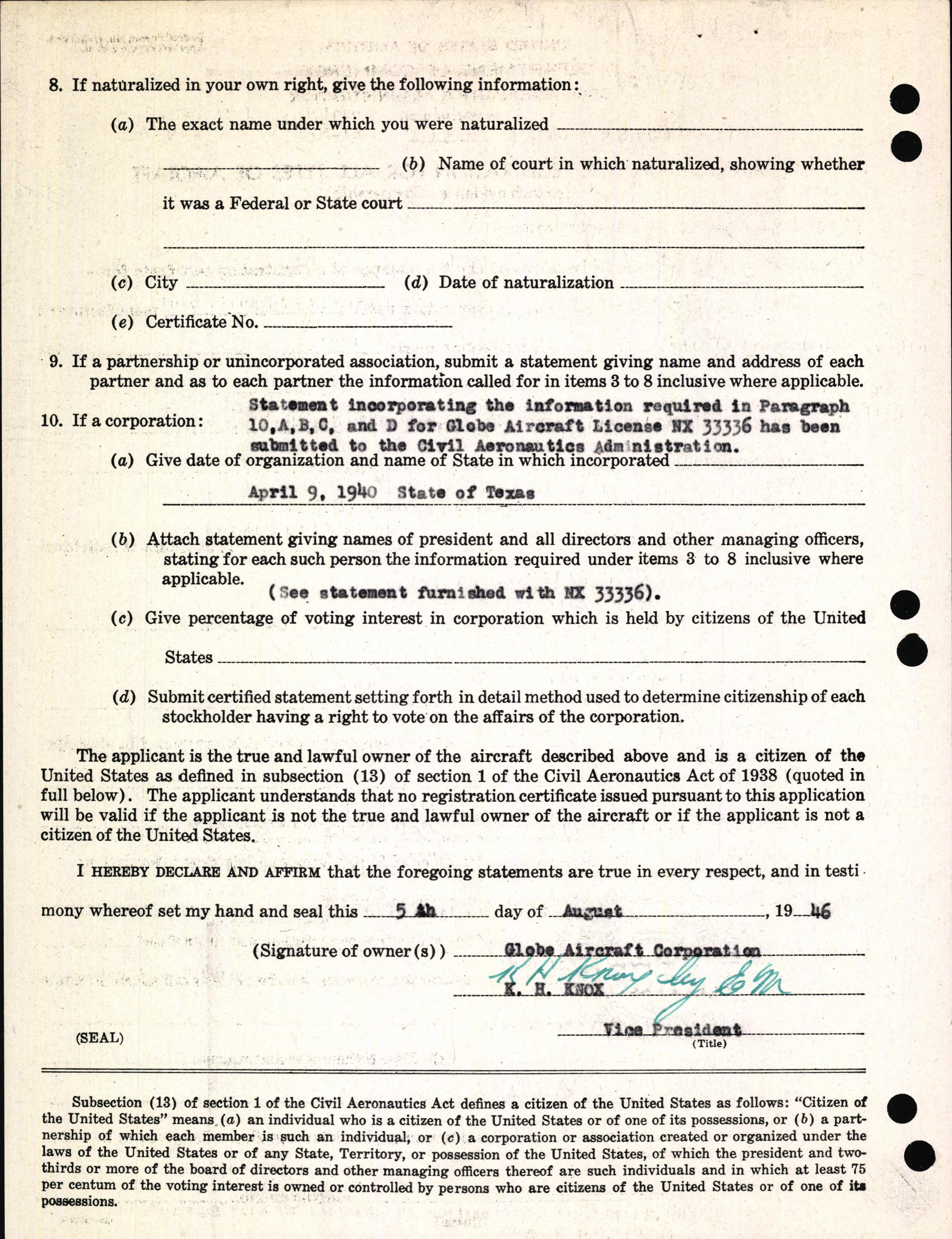 Sample page 4 from AirCorps Library document: Technical Information for Serial Number 1080