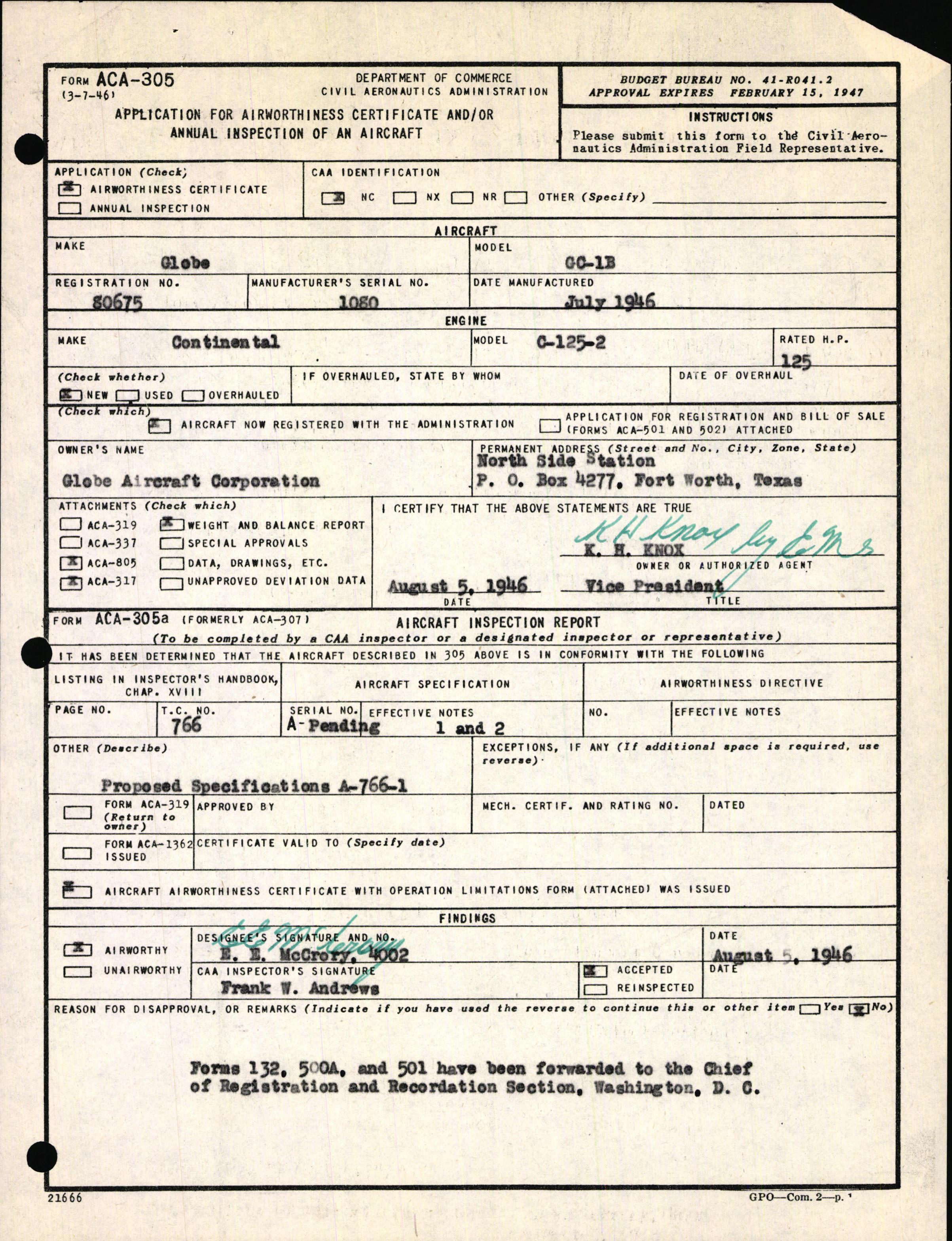 Sample page 5 from AirCorps Library document: Technical Information for Serial Number 1080