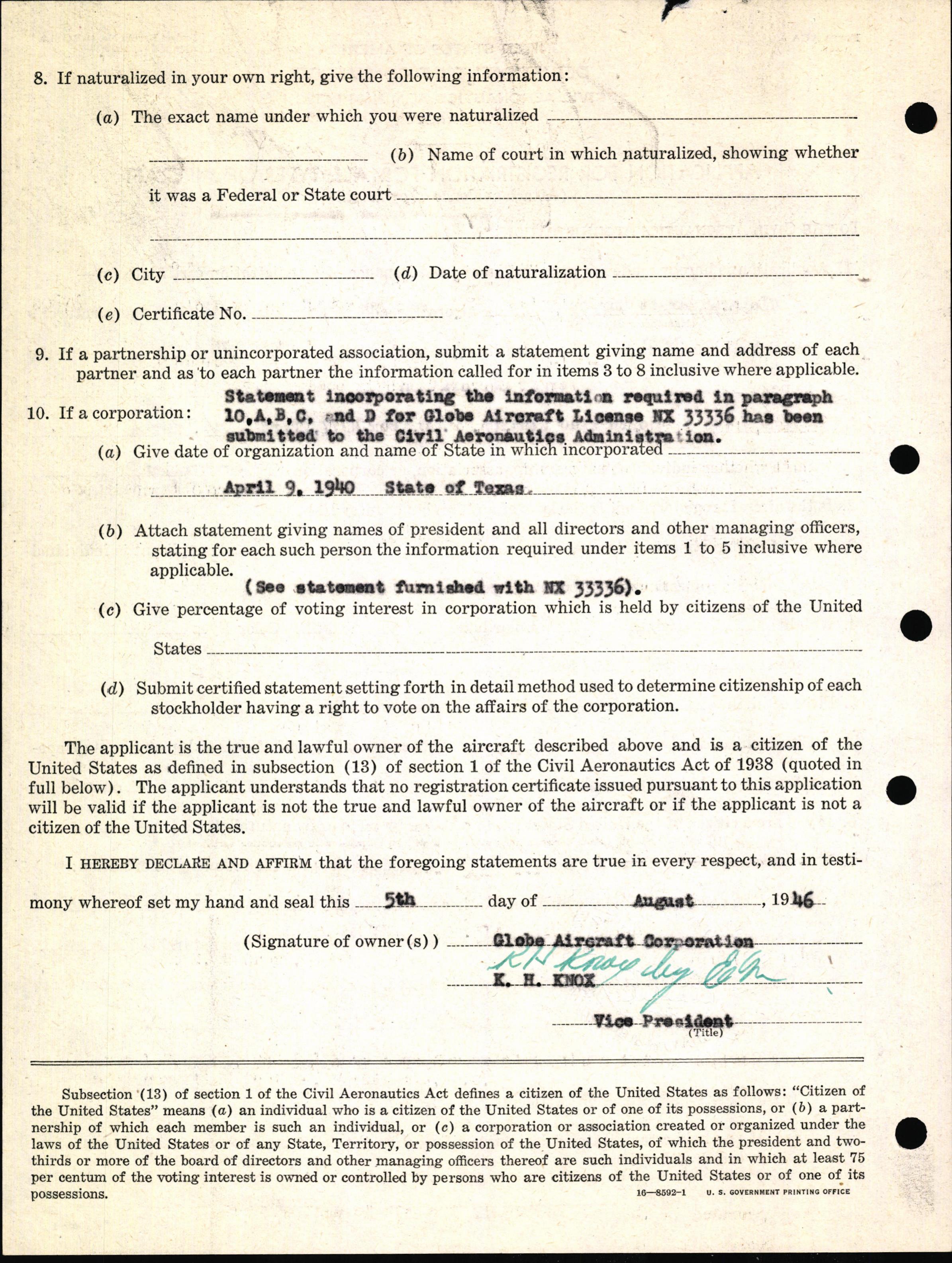 Sample page 6 from AirCorps Library document: Technical Information for Serial Number 1081