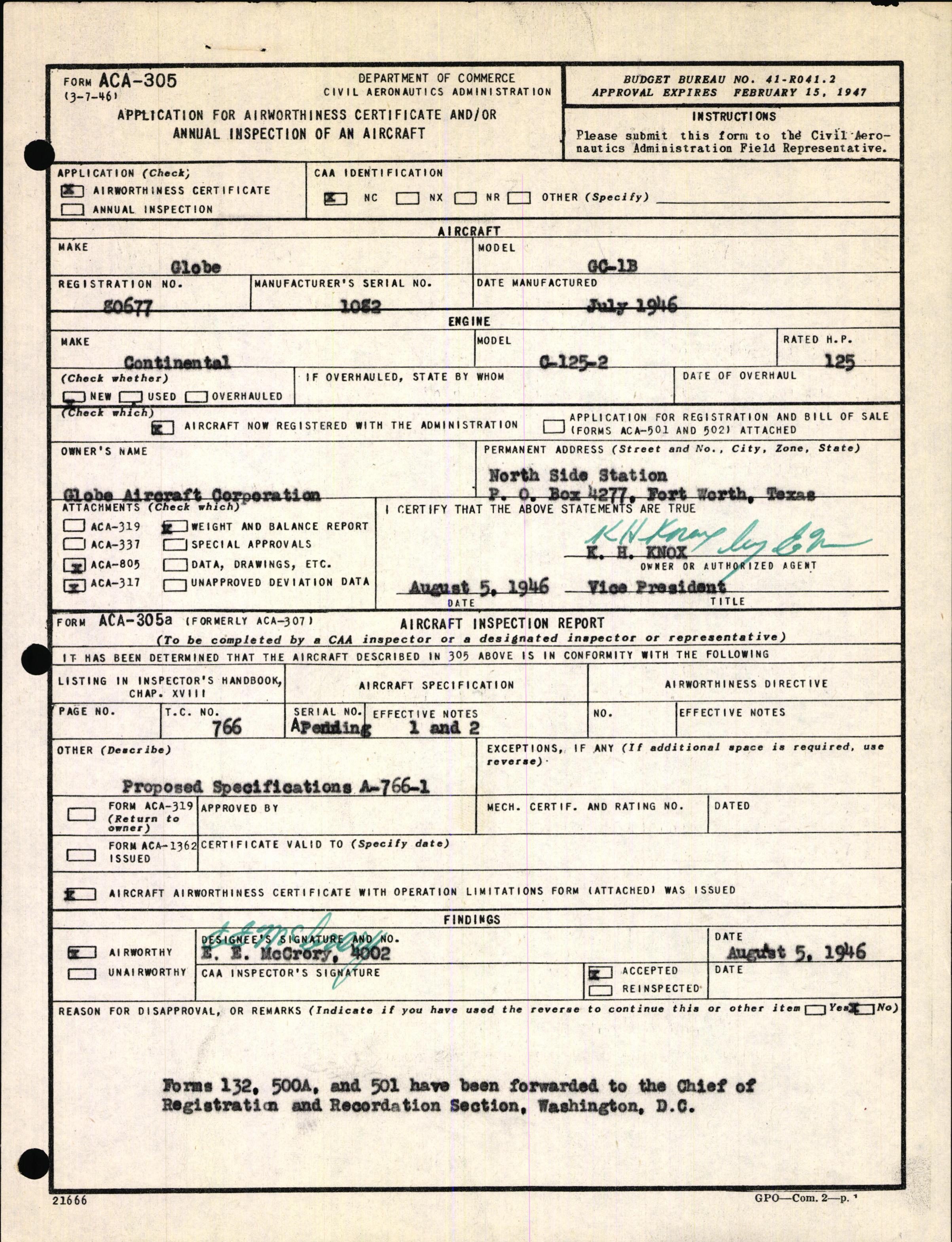 Sample page 3 from AirCorps Library document: Technical Information for Serial Number 1082