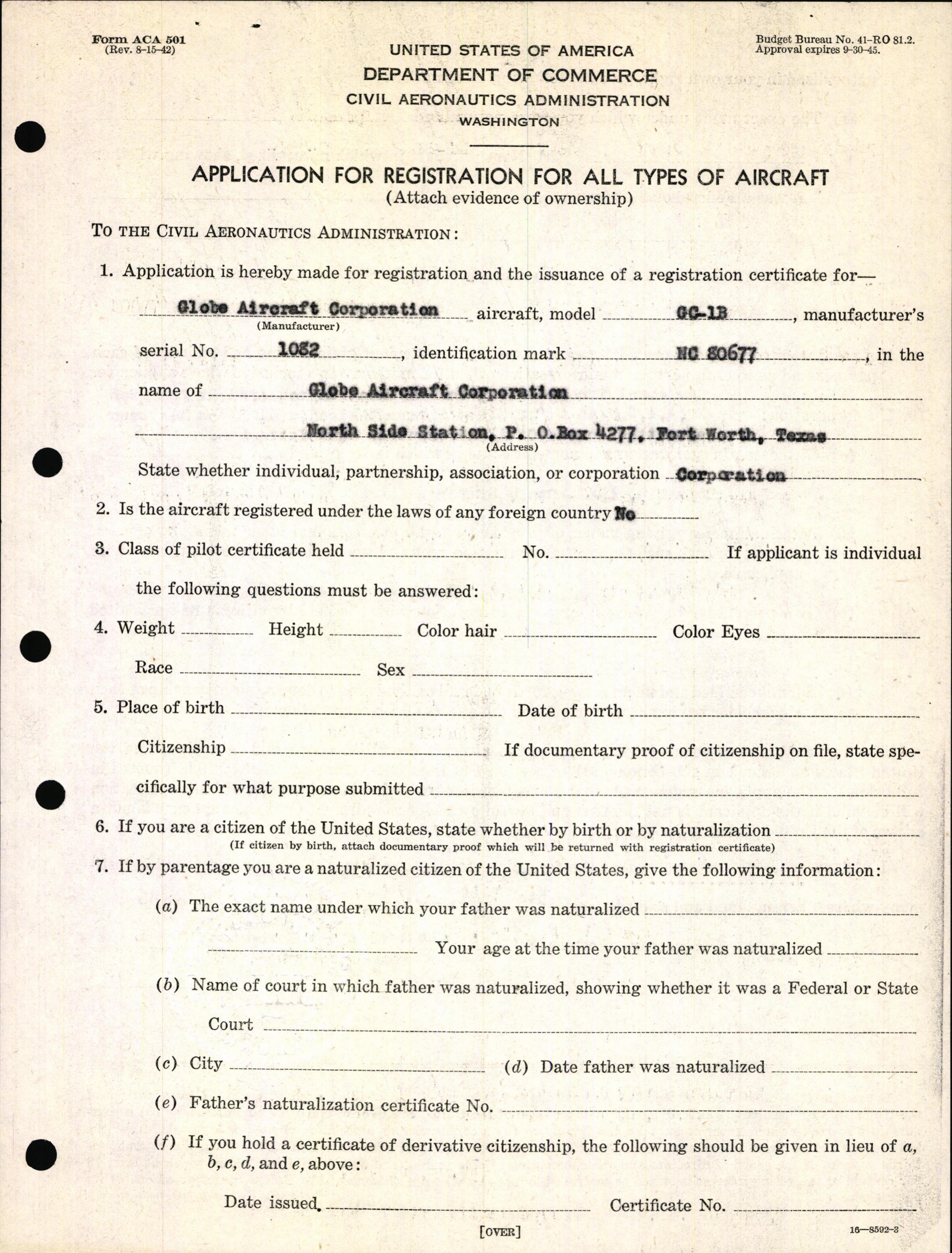 Sample page 5 from AirCorps Library document: Technical Information for Serial Number 1082