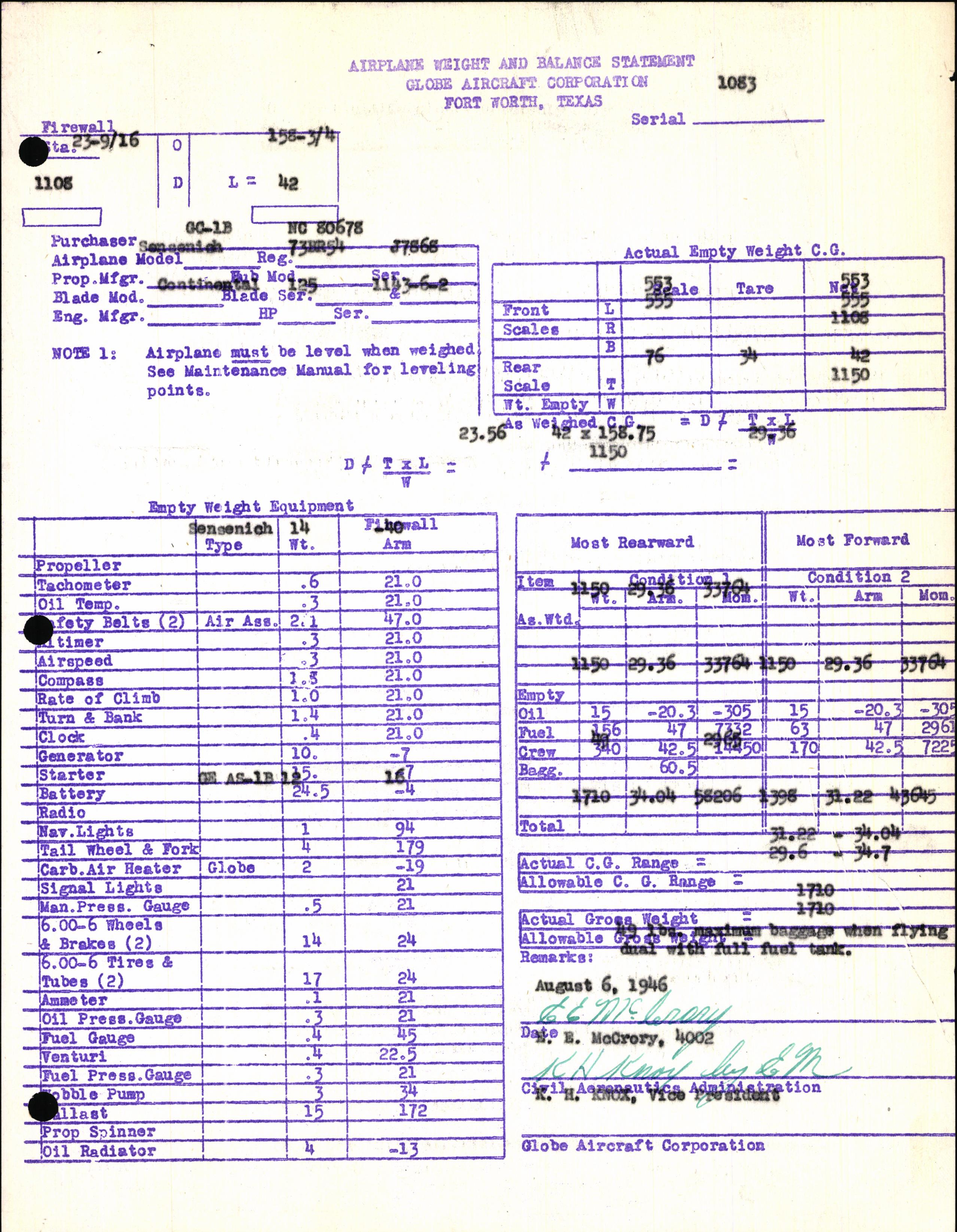 Sample page 5 from AirCorps Library document: Technical Information for Serial Number 1083