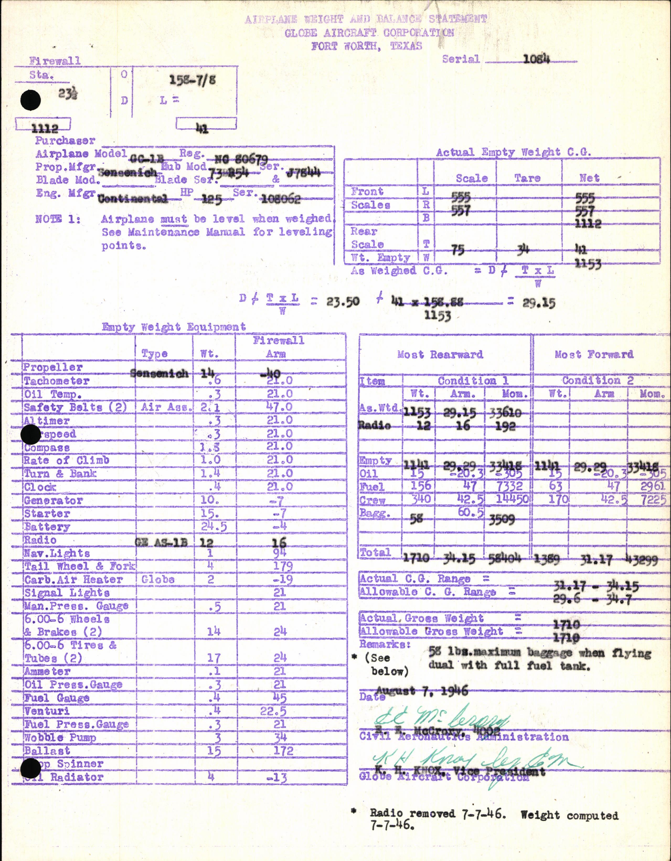 Sample page 5 from AirCorps Library document: Technical Information for Serial Number 1084