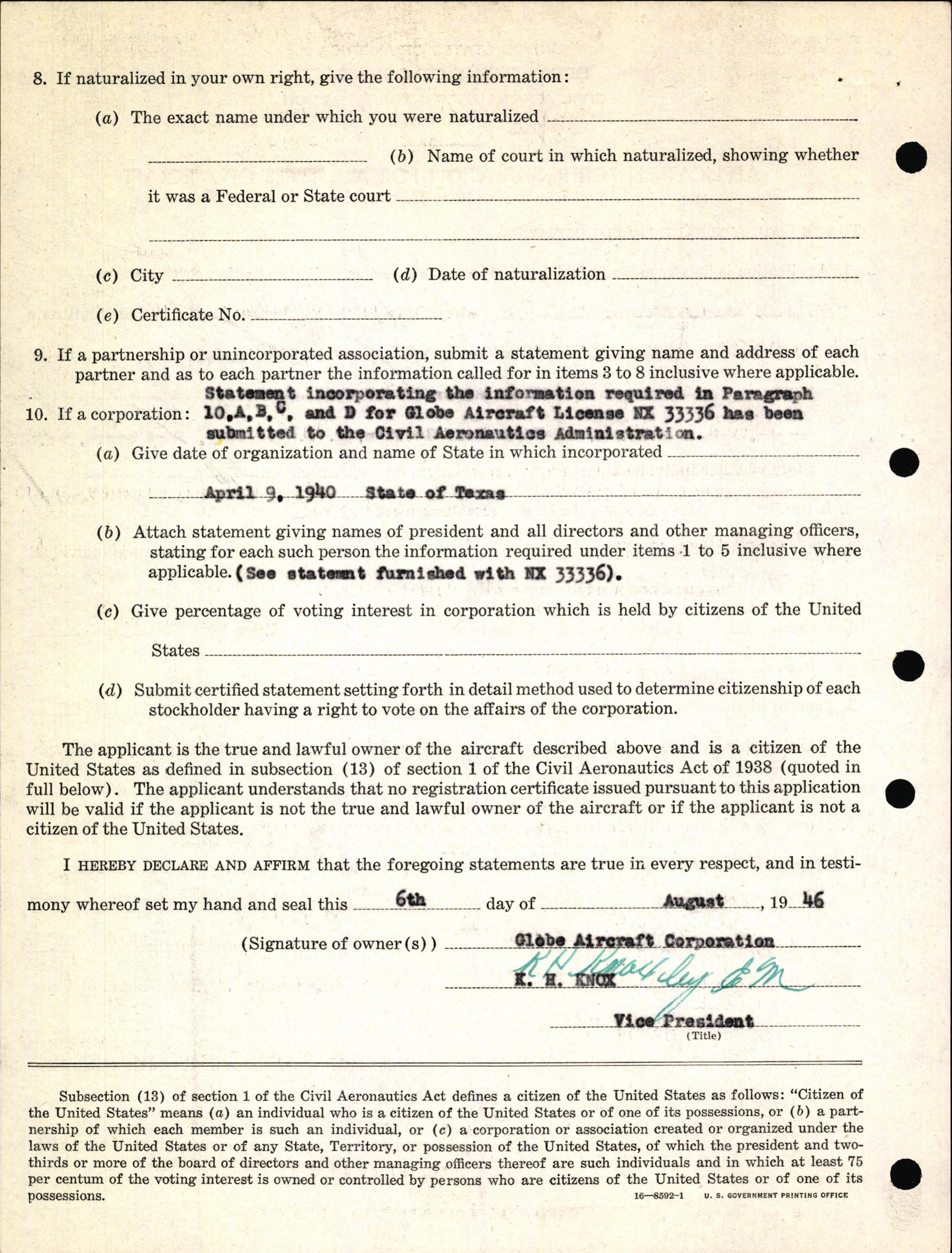 Sample page 4 from AirCorps Library document: Technical Information for Serial Number 1085