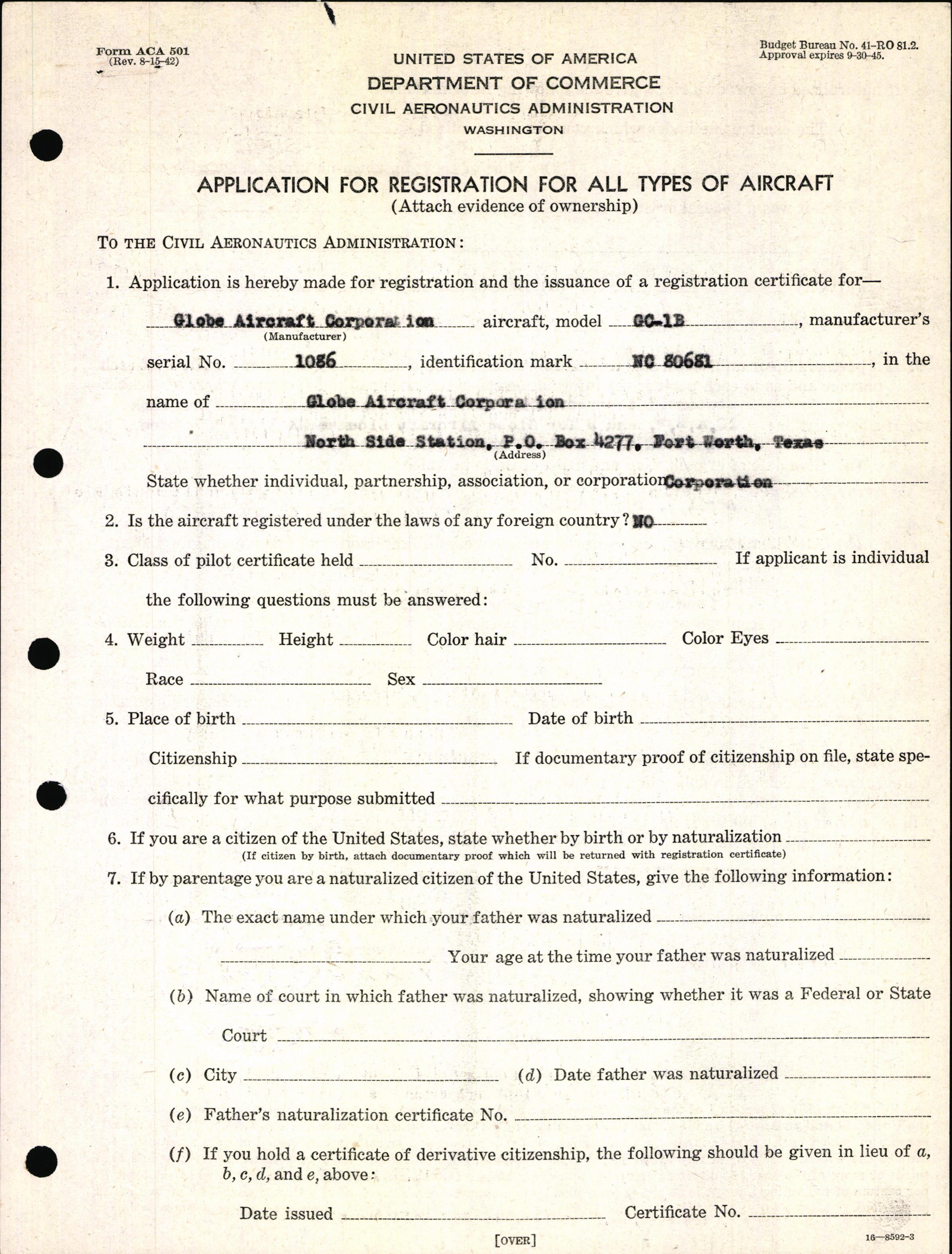 Sample page 3 from AirCorps Library document: Technical Information for Serial Number 1086