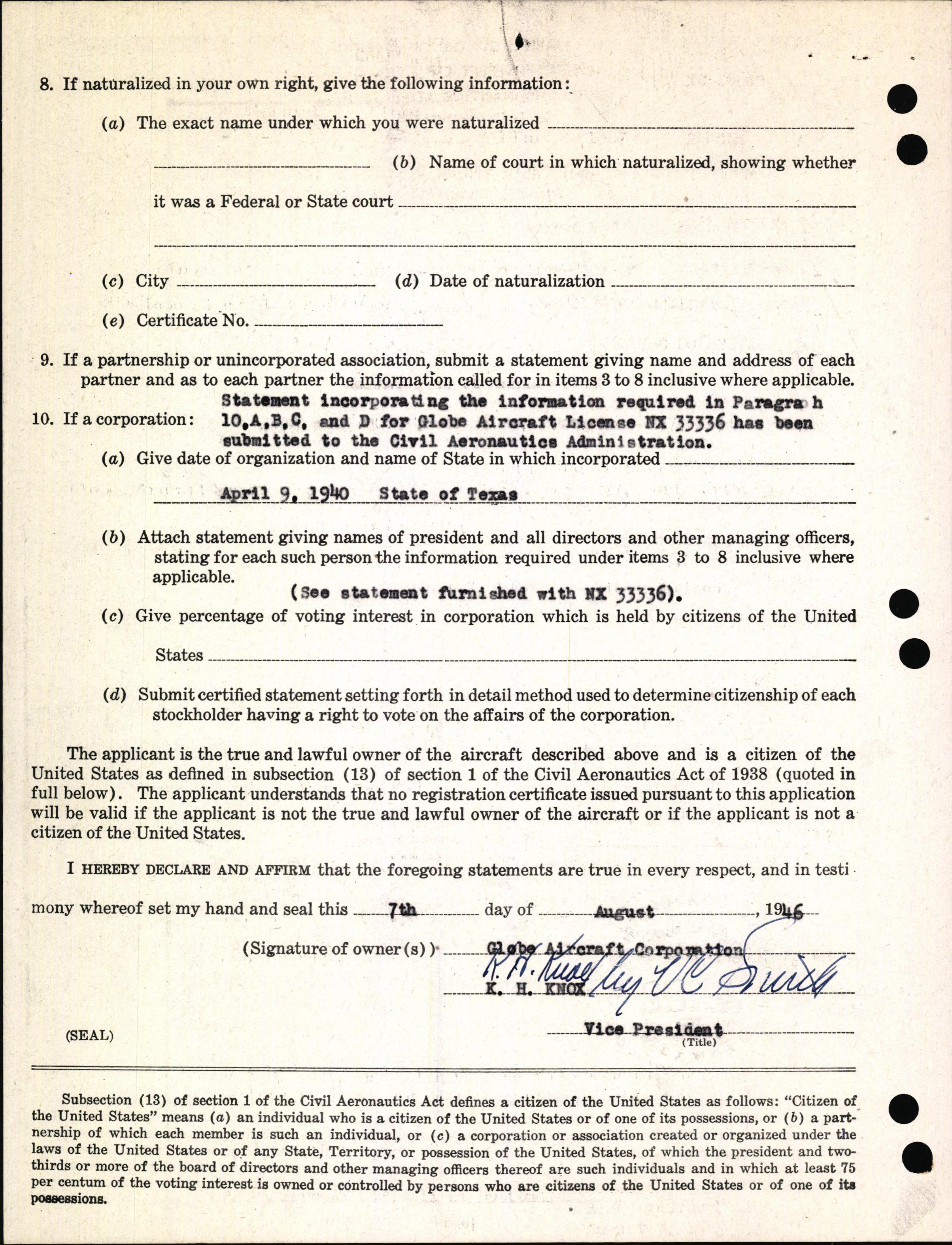 Sample page 4 from AirCorps Library document: Technical Information for Serial Number 1087