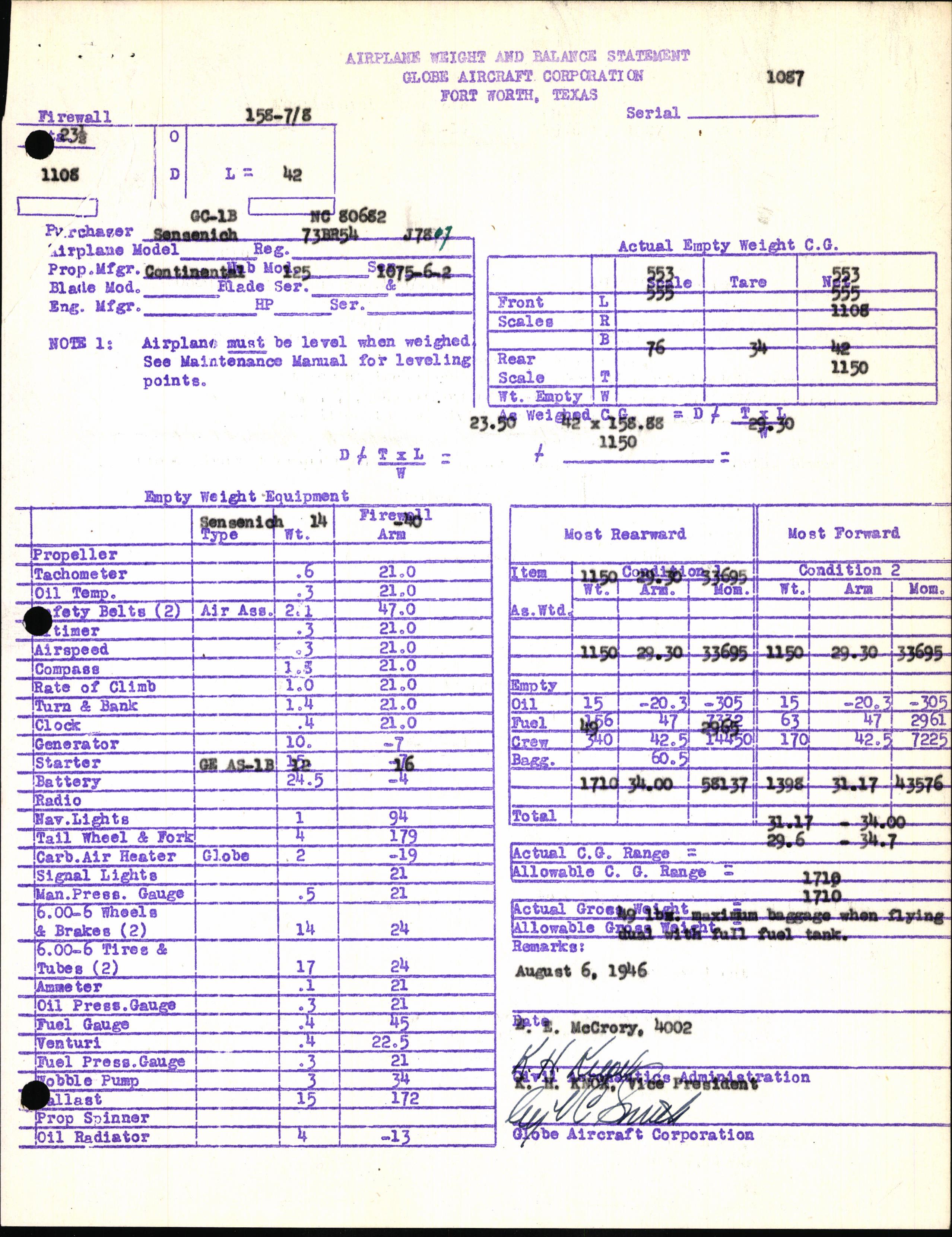 Sample page 7 from AirCorps Library document: Technical Information for Serial Number 1087