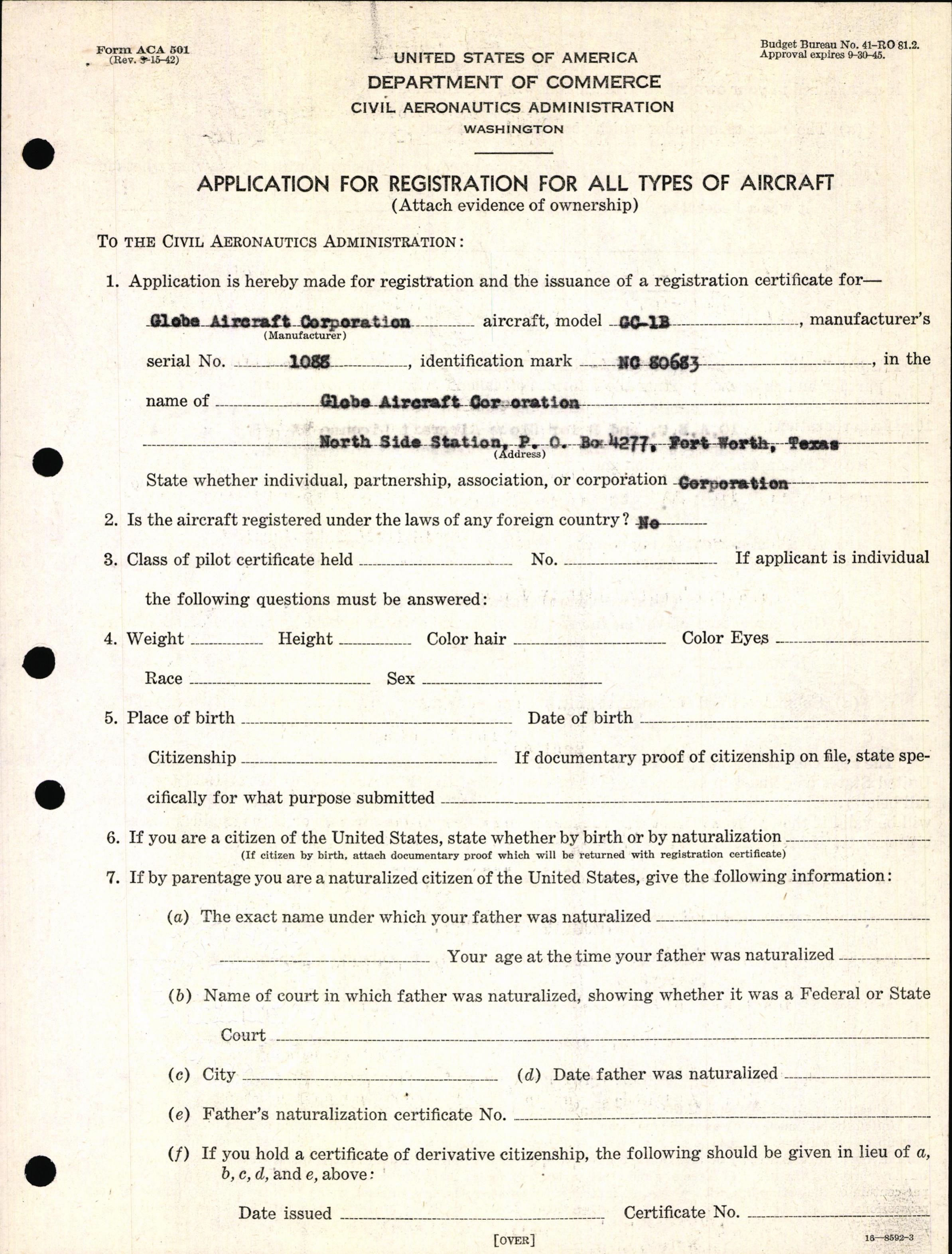 Sample page 3 from AirCorps Library document: Technical Information for Serial Number 1088
