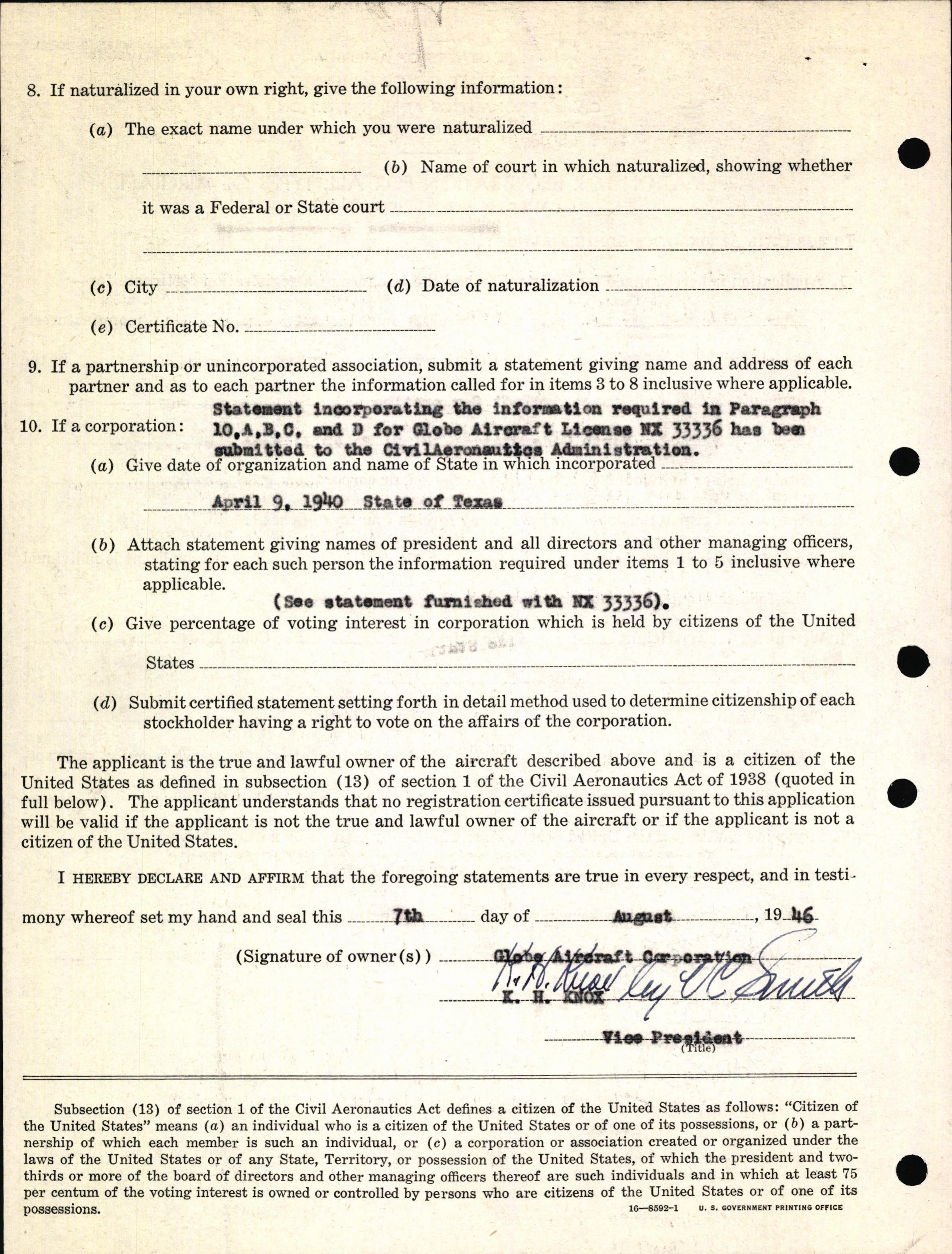 Sample page 4 from AirCorps Library document: Technical Information for Serial Number 1088