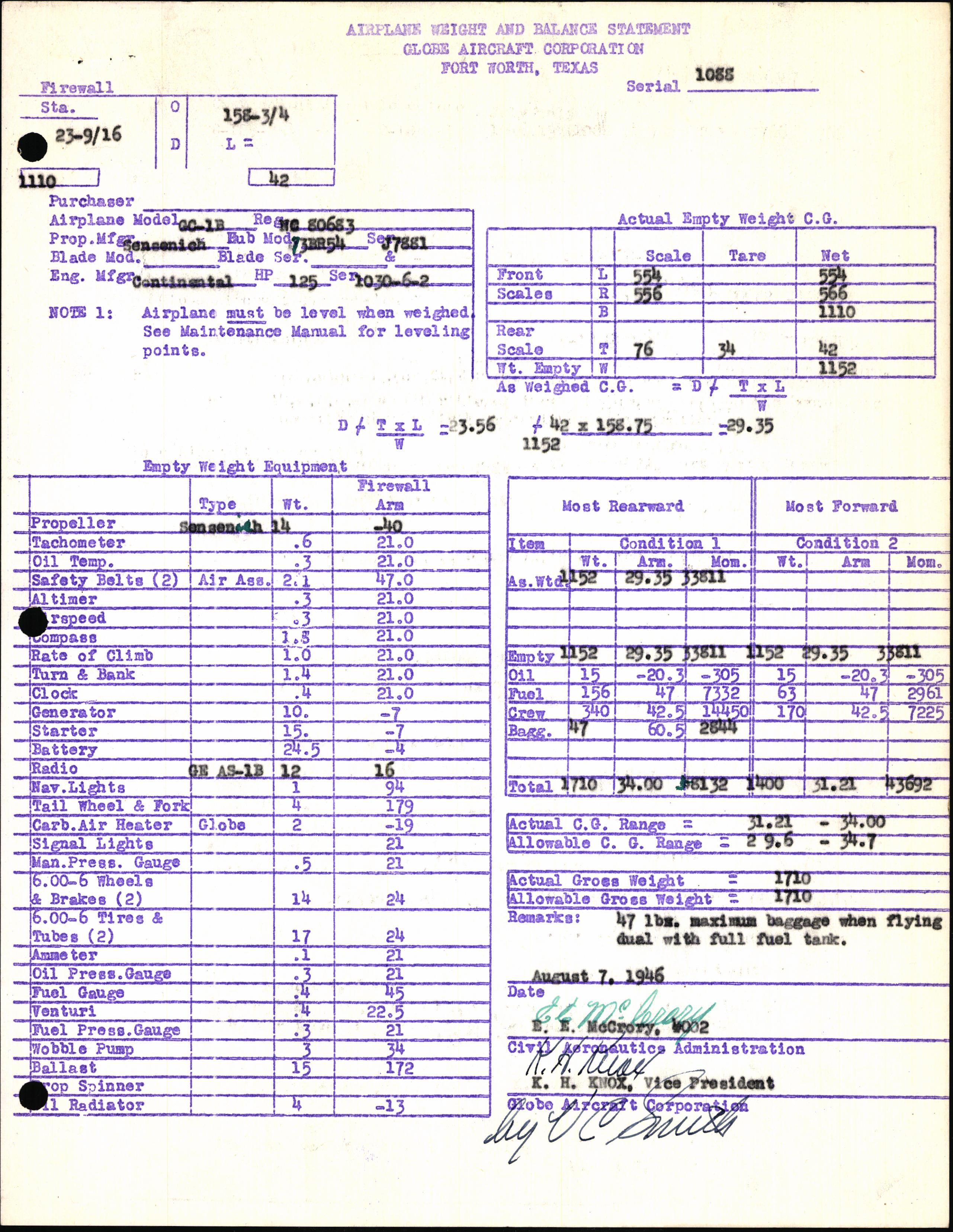 Sample page 7 from AirCorps Library document: Technical Information for Serial Number 1088