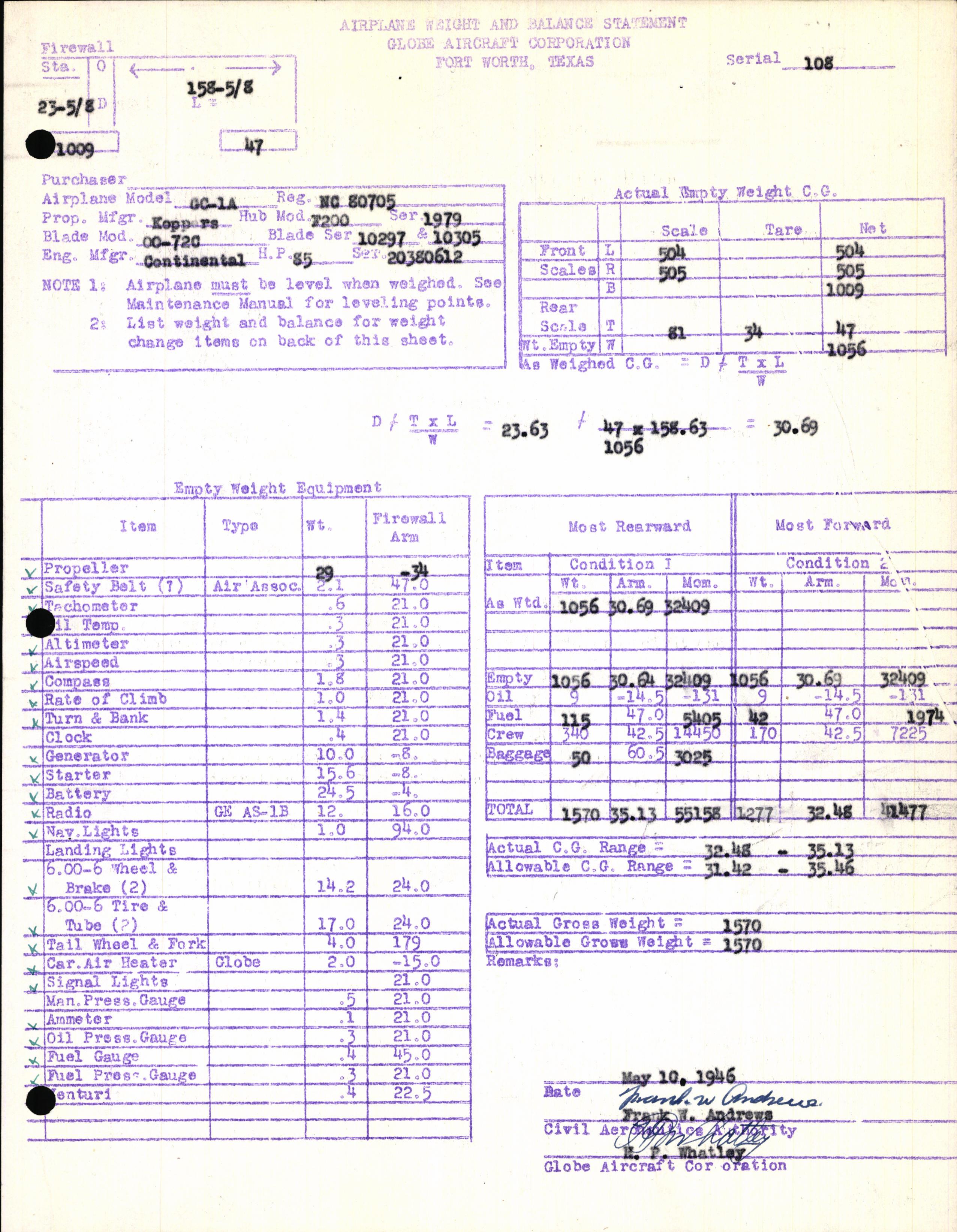 Sample page 11 from AirCorps Library document: Technical Information for Serial Number 108
