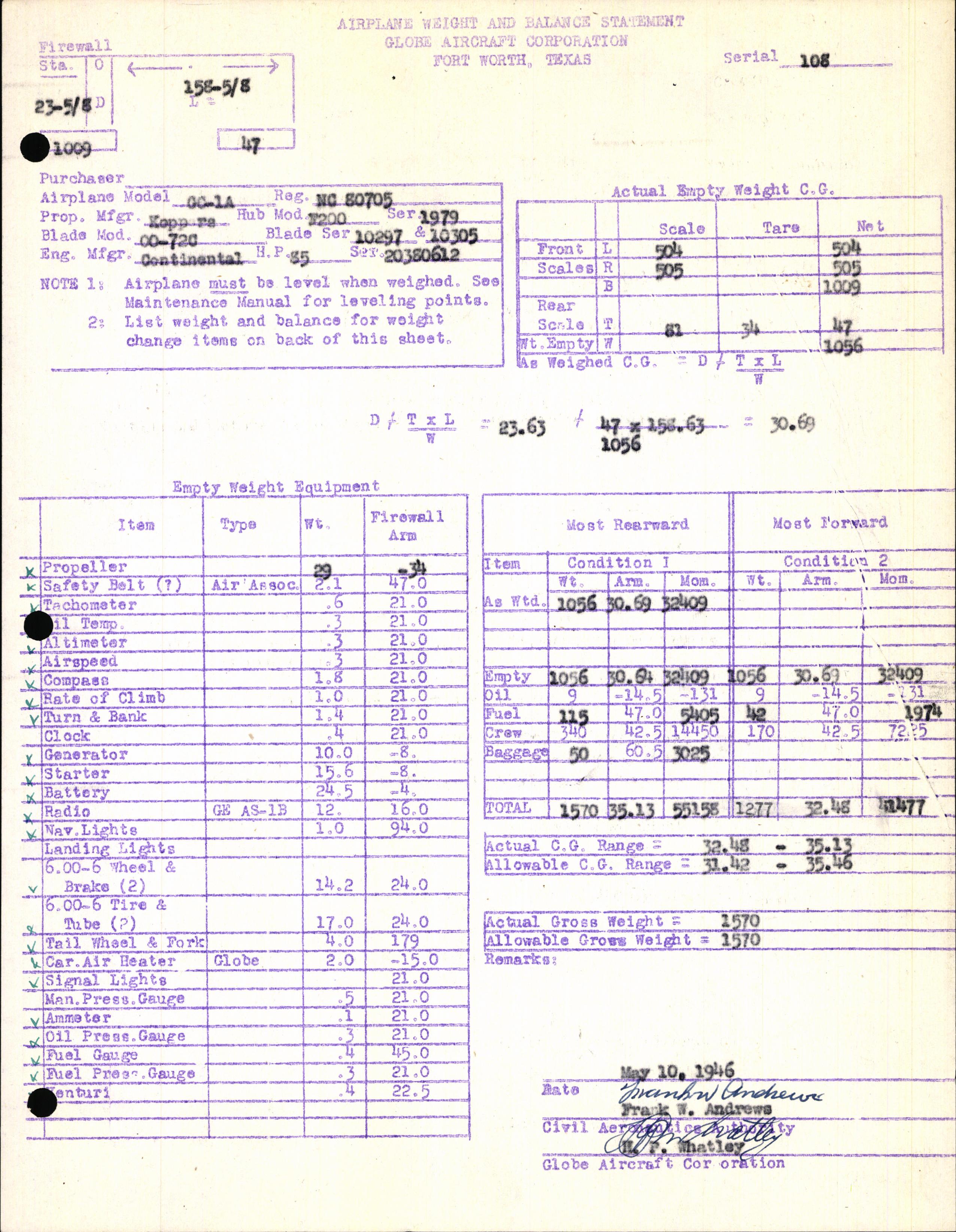 Sample page 13 from AirCorps Library document: Technical Information for Serial Number 108