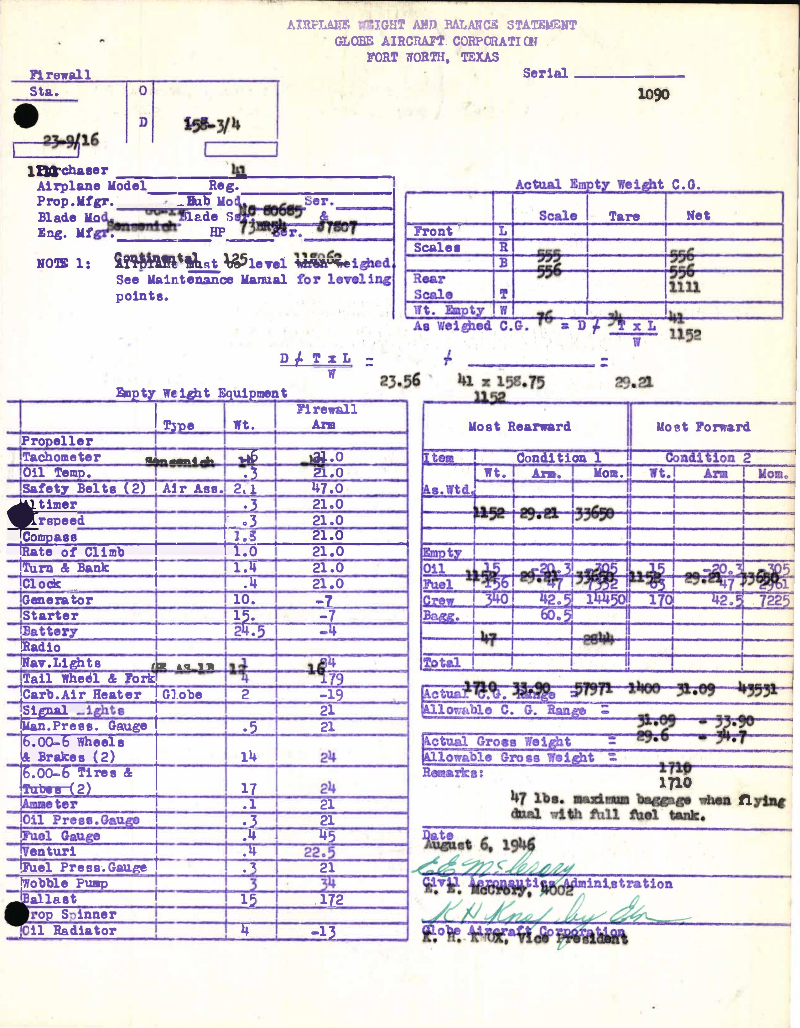 Sample page 5 from AirCorps Library document: Technical Information for Serial Number 1090