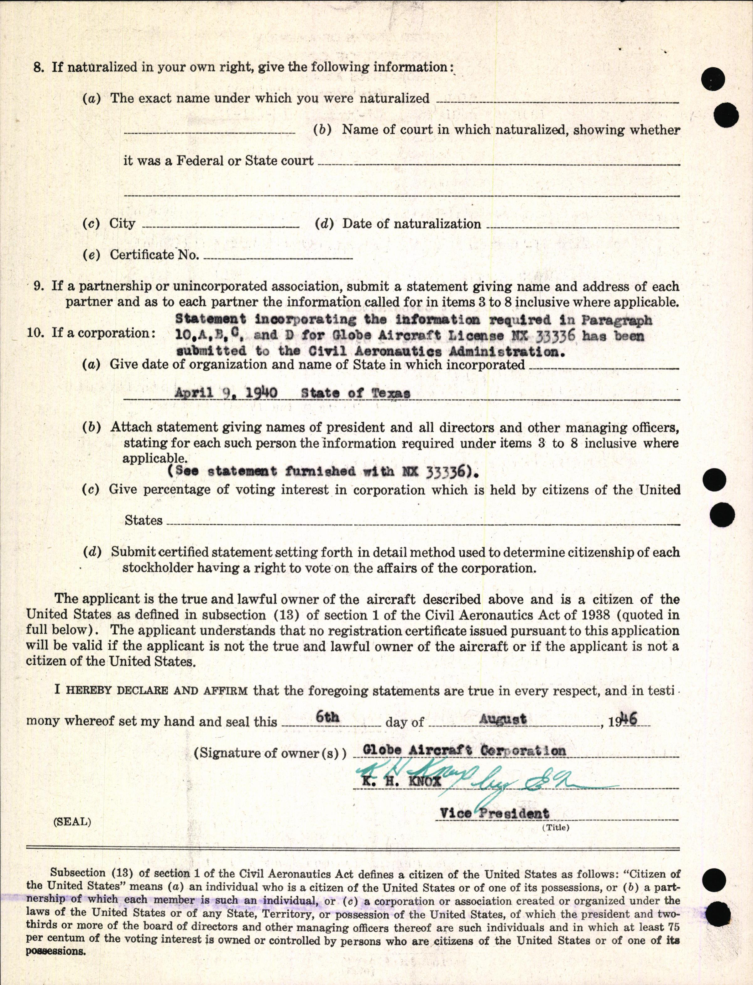 Sample page 4 from AirCorps Library document: Technical Information for Serial Number 1091