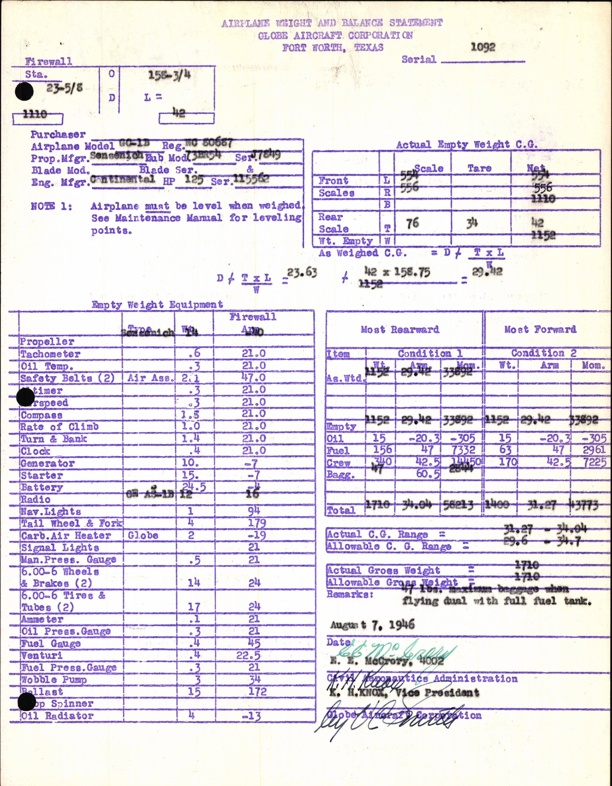 Sample page 5 from AirCorps Library document: Technical Information for Serial Number 1092