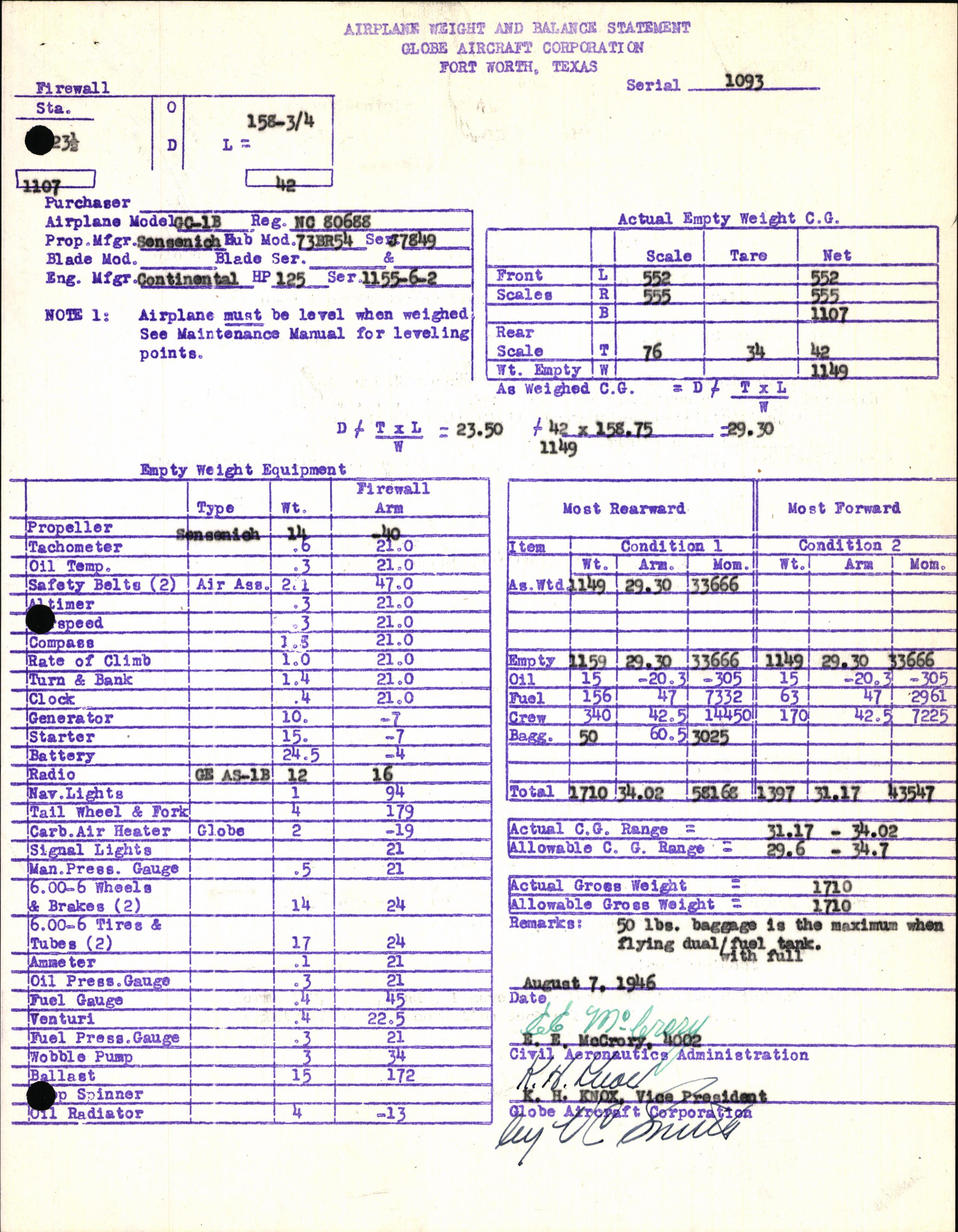 Sample page 5 from AirCorps Library document: Technical Information for Serial Number 1093
