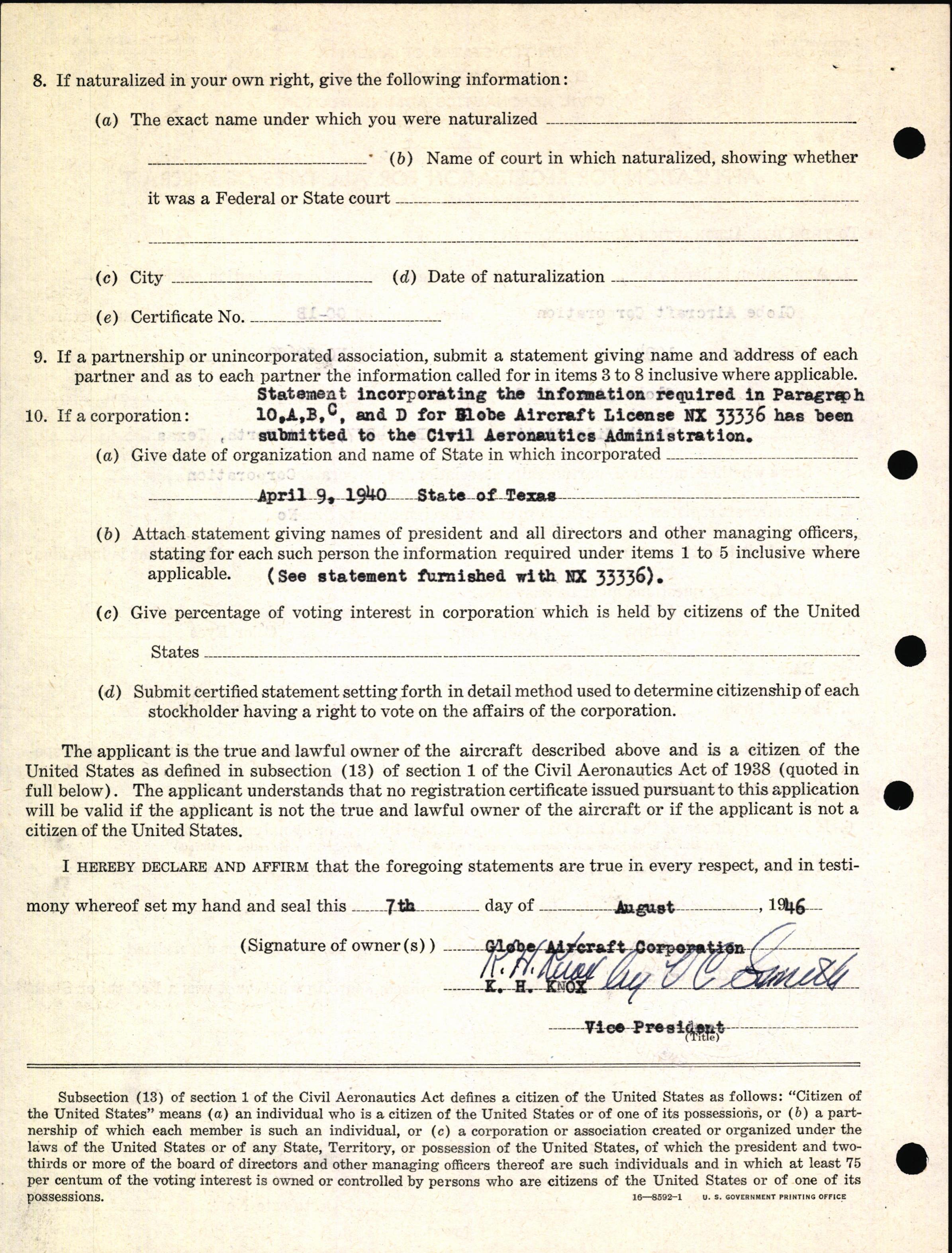 Sample page 4 from AirCorps Library document: Technical Information for Serial Number 1094