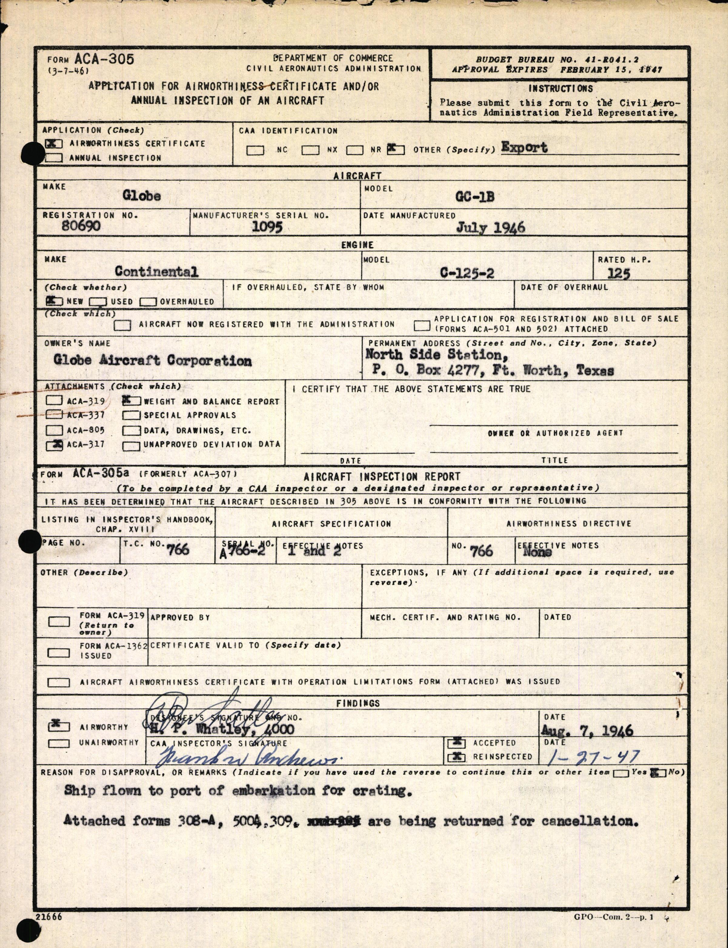 Sample page 5 from AirCorps Library document: Technical Information for Serial Number 1095