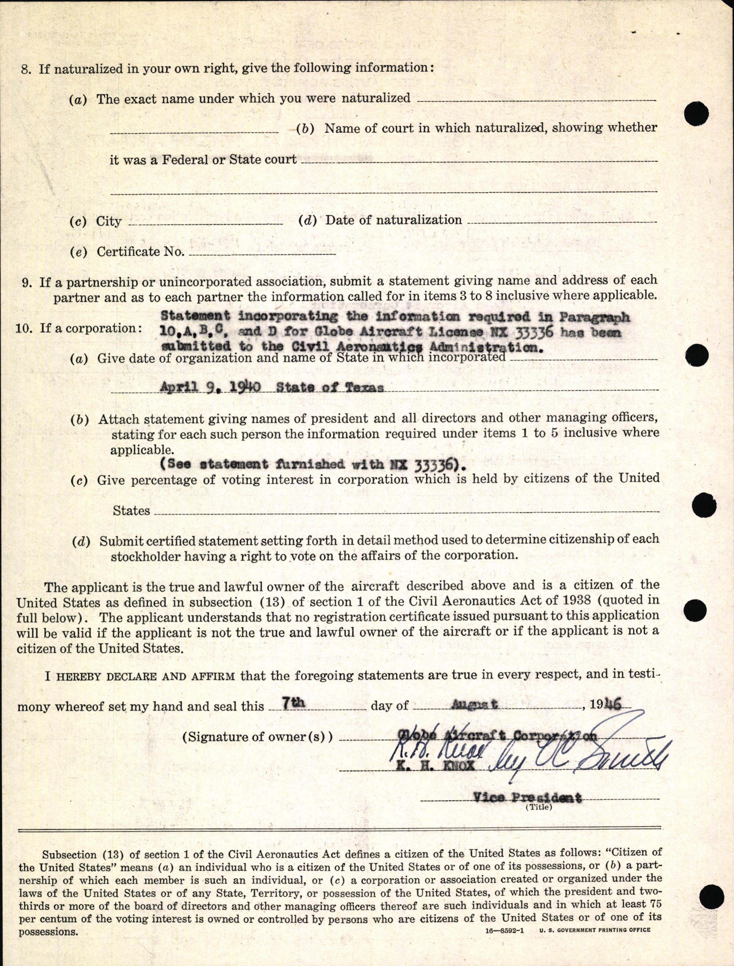 Sample page 4 from AirCorps Library document: Technical Information for Serial Number 1096