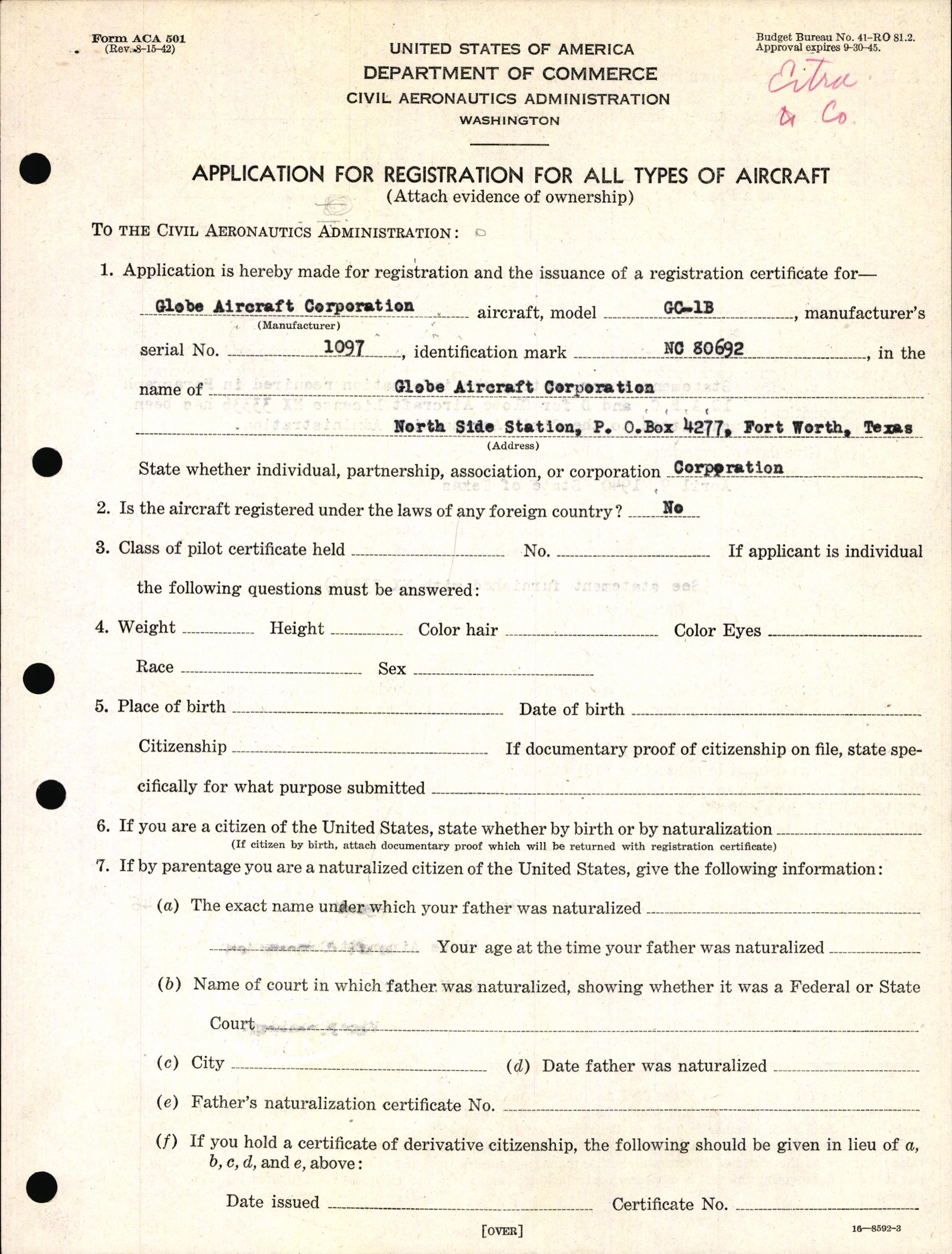 Sample page 3 from AirCorps Library document: Technical Information for Serial Number 1097