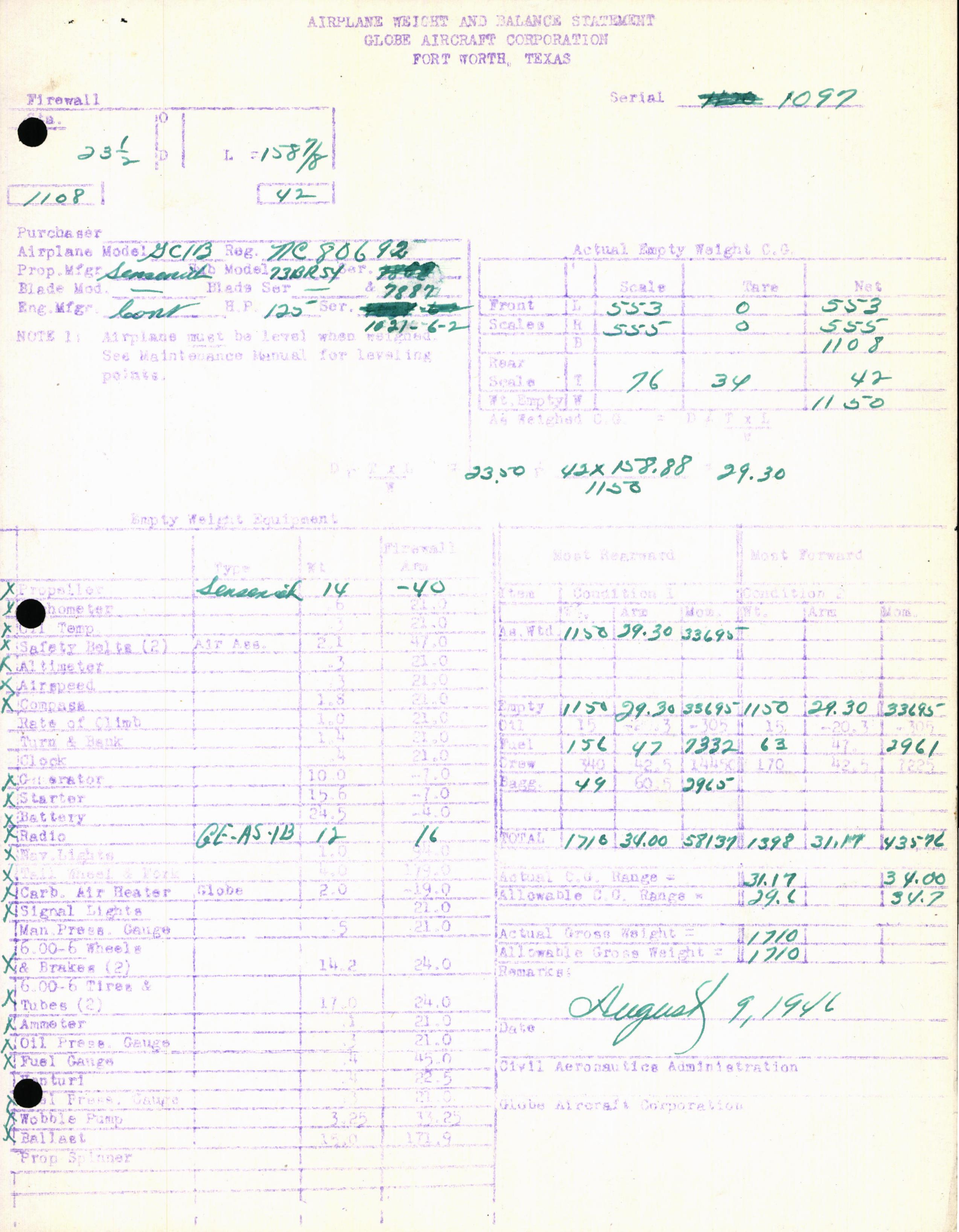 Sample page 7 from AirCorps Library document: Technical Information for Serial Number 1097