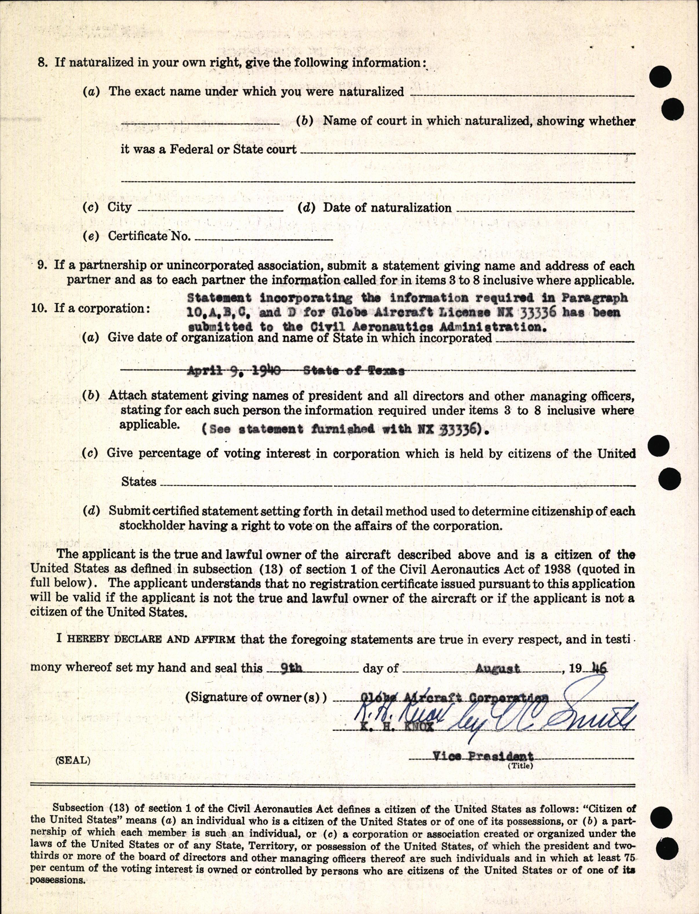 Sample page 4 from AirCorps Library document: Technical Information for Serial Number 1098