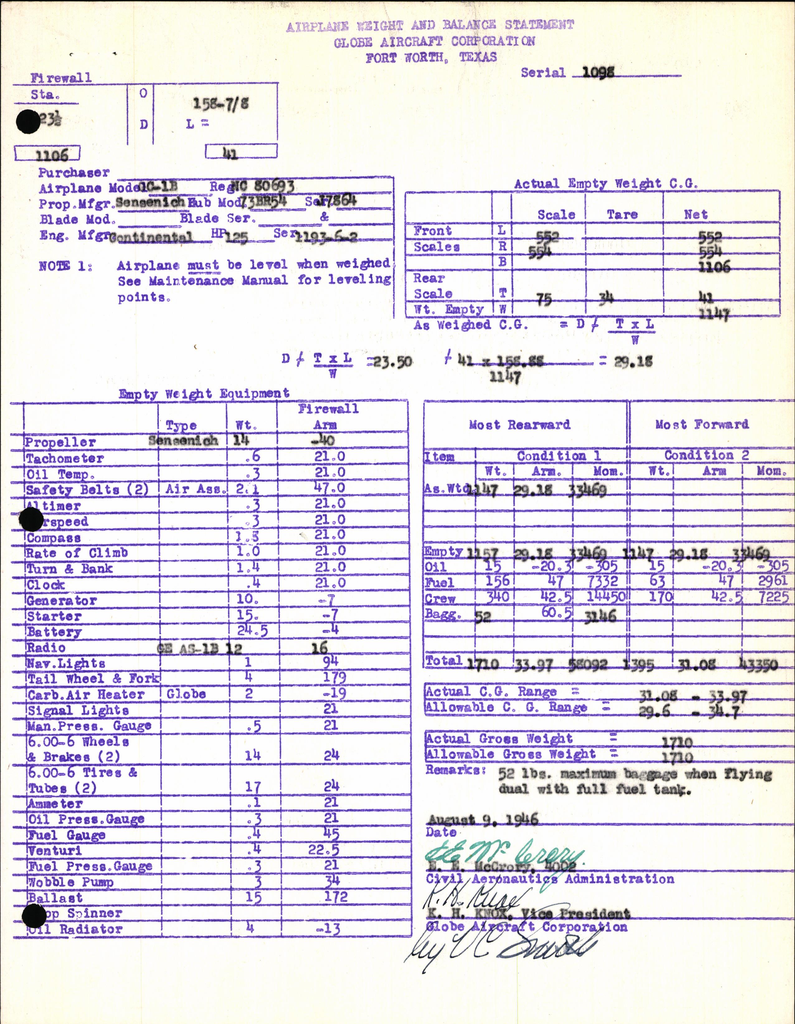 Sample page 7 from AirCorps Library document: Technical Information for Serial Number 1098