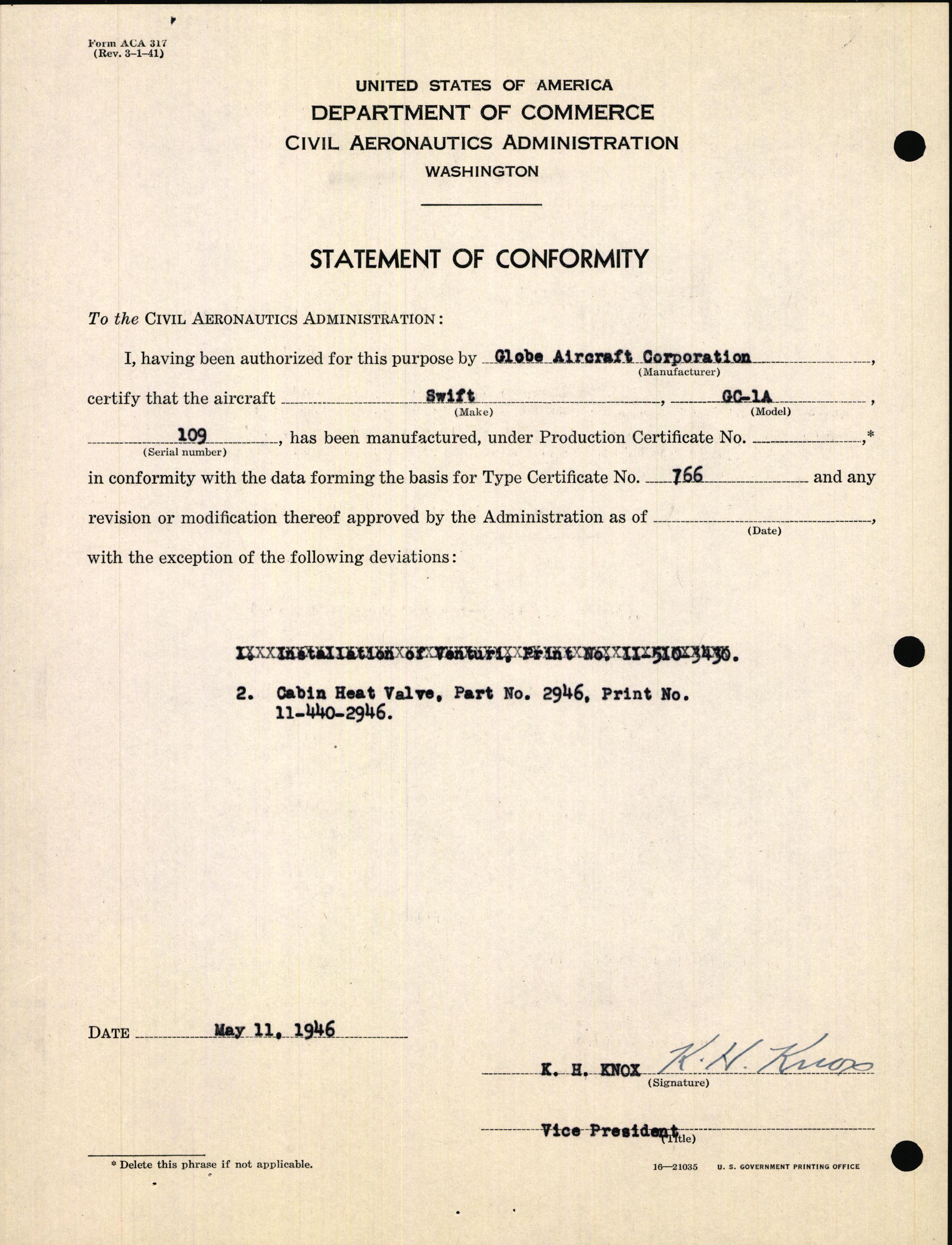 Sample page 9 from AirCorps Library document: Technical Information for Serial Number 109