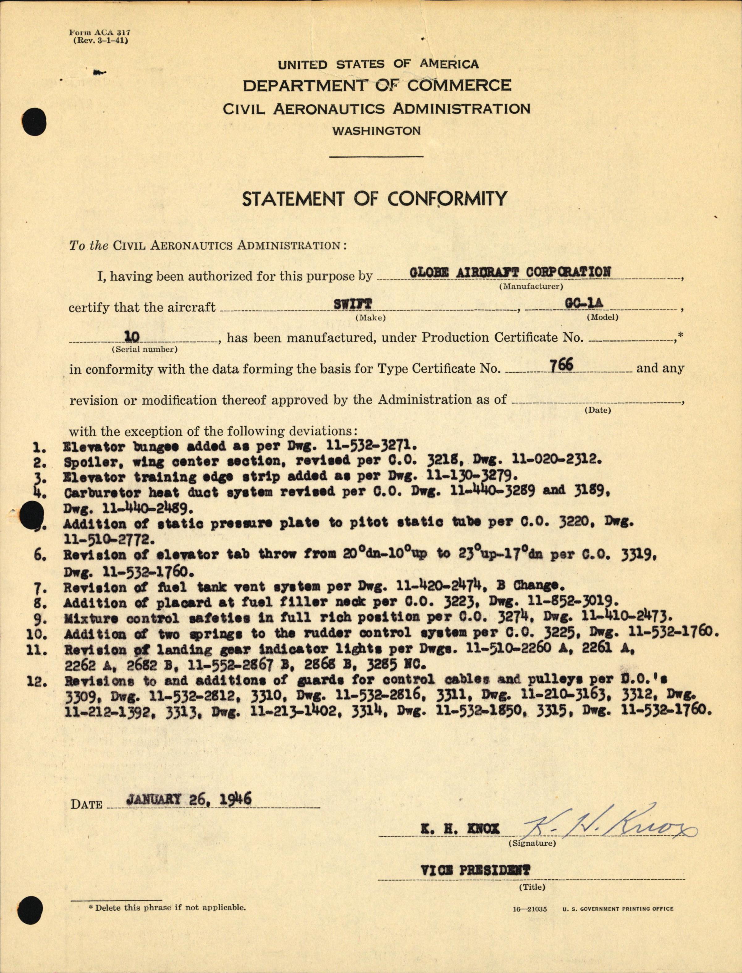 Sample page 5 from AirCorps Library document: Technical Information for Serial Number 10