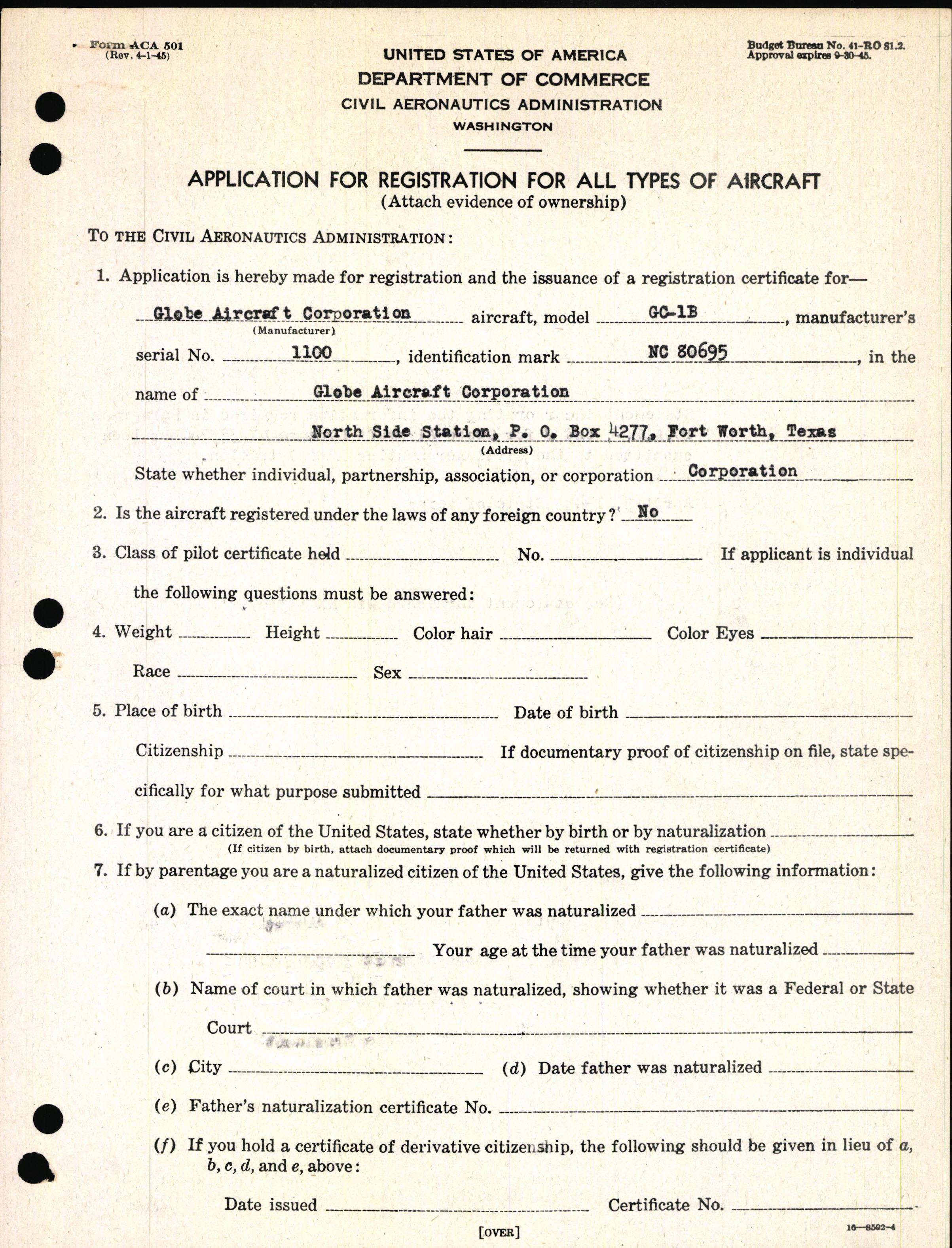 Sample page 3 from AirCorps Library document: Technical Information for Serial Number 1100