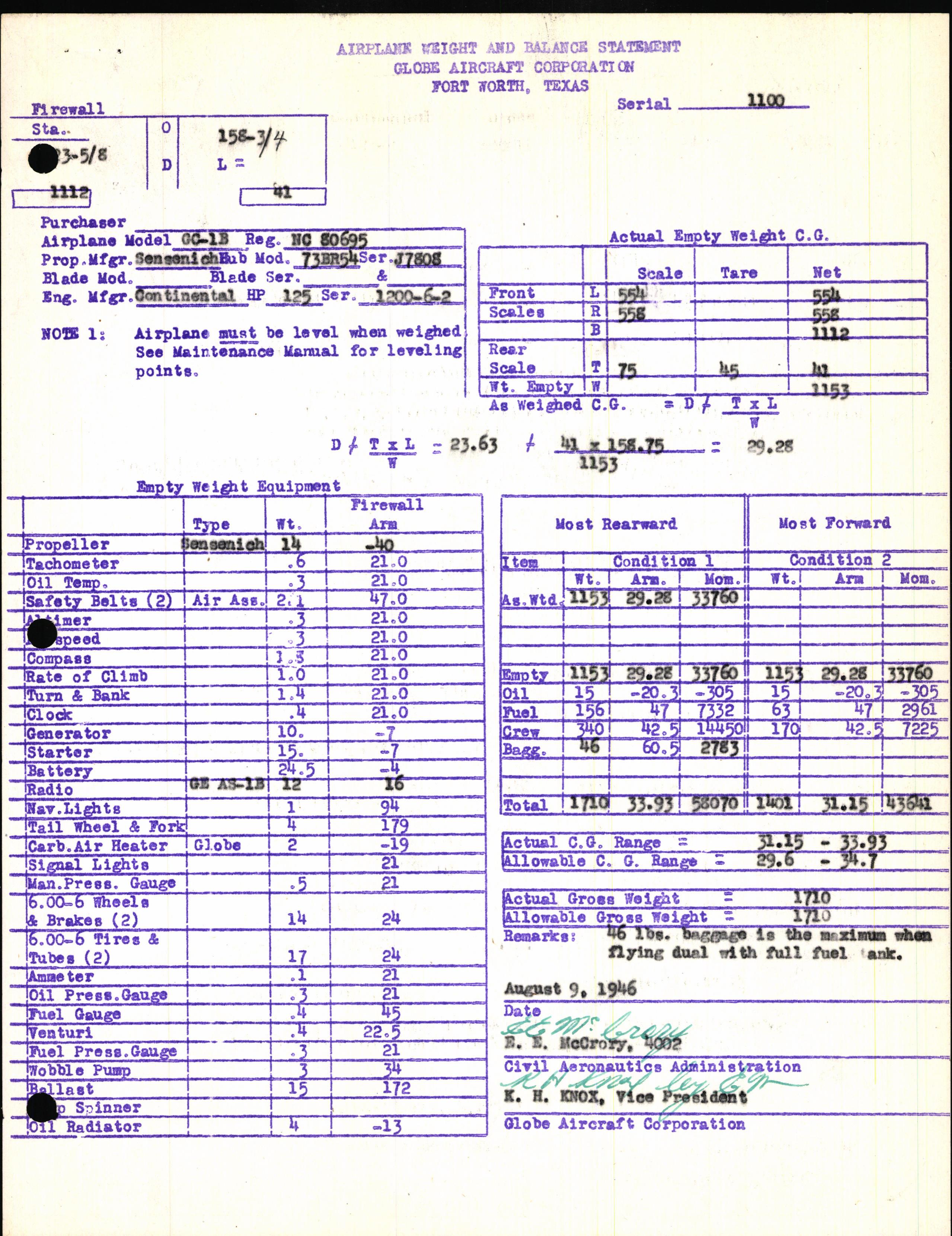 Sample page 5 from AirCorps Library document: Technical Information for Serial Number 1100