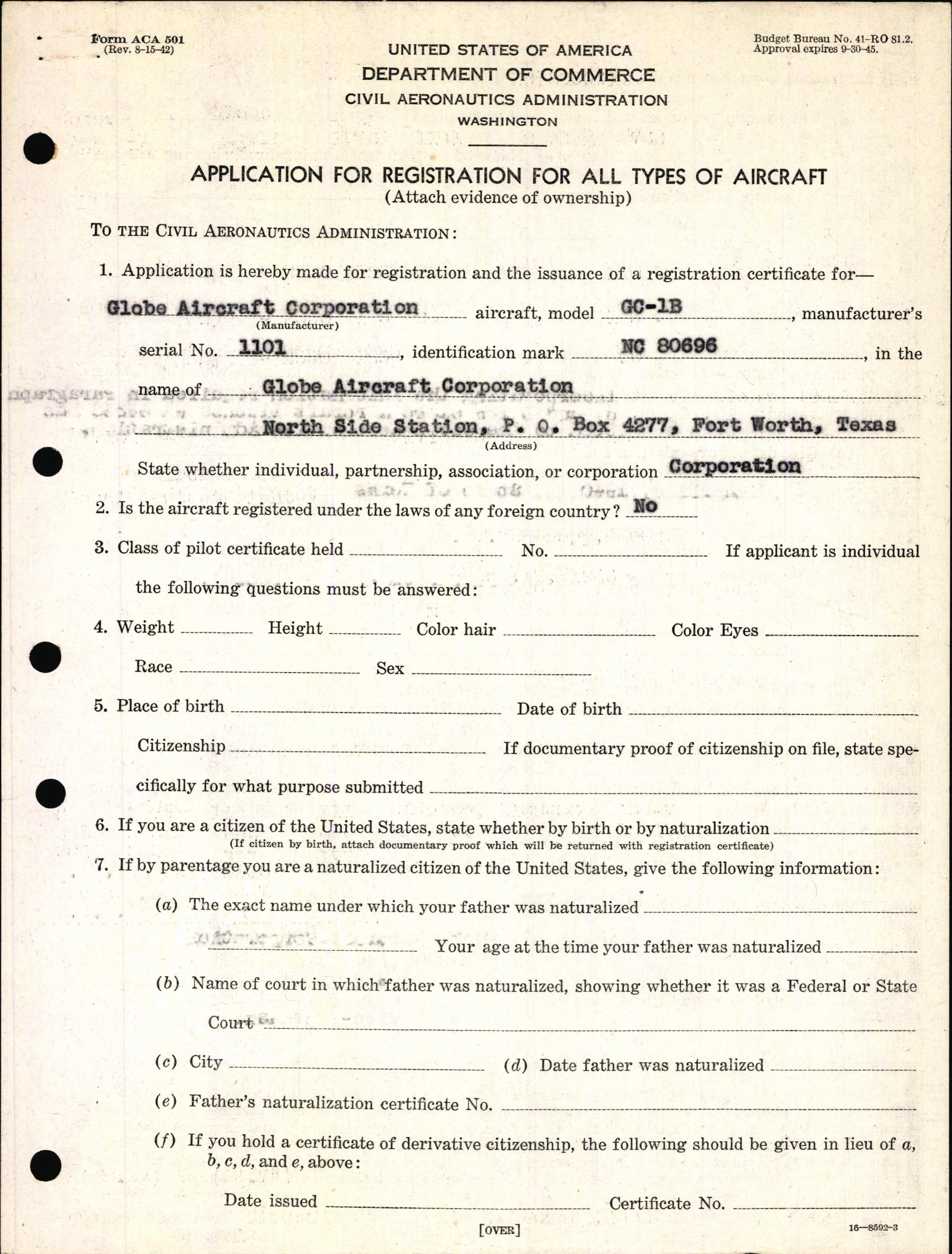 Sample page 3 from AirCorps Library document: Technical Information for Serial Number 1101