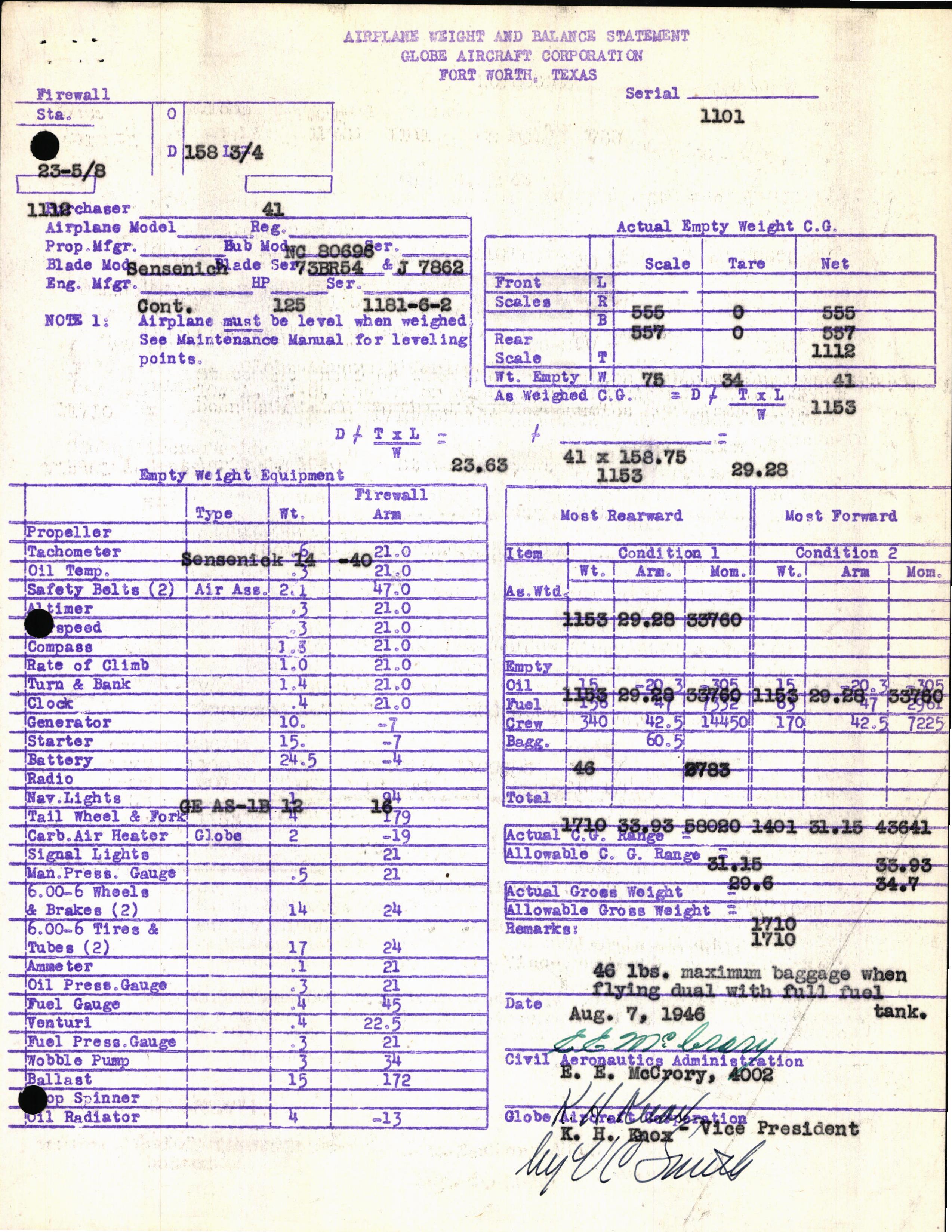 Sample page 7 from AirCorps Library document: Technical Information for Serial Number 1101