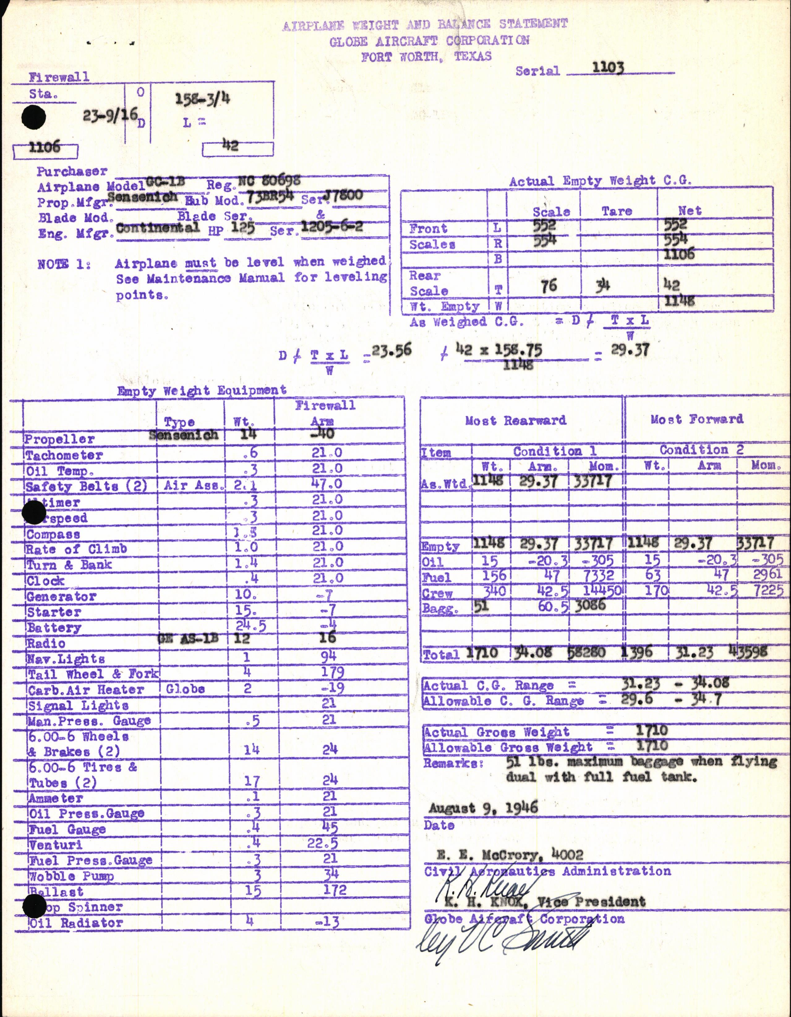 Sample page 7 from AirCorps Library document: Technical Information for Serial Number 1103