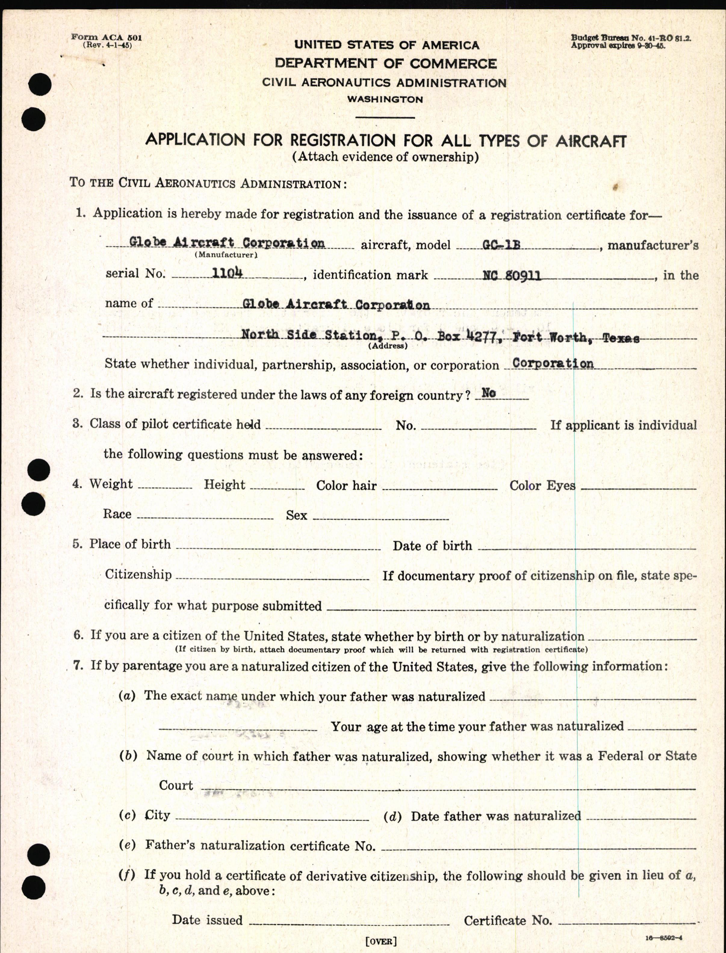 Sample page 3 from AirCorps Library document: Technical Information for Serial Number 1104