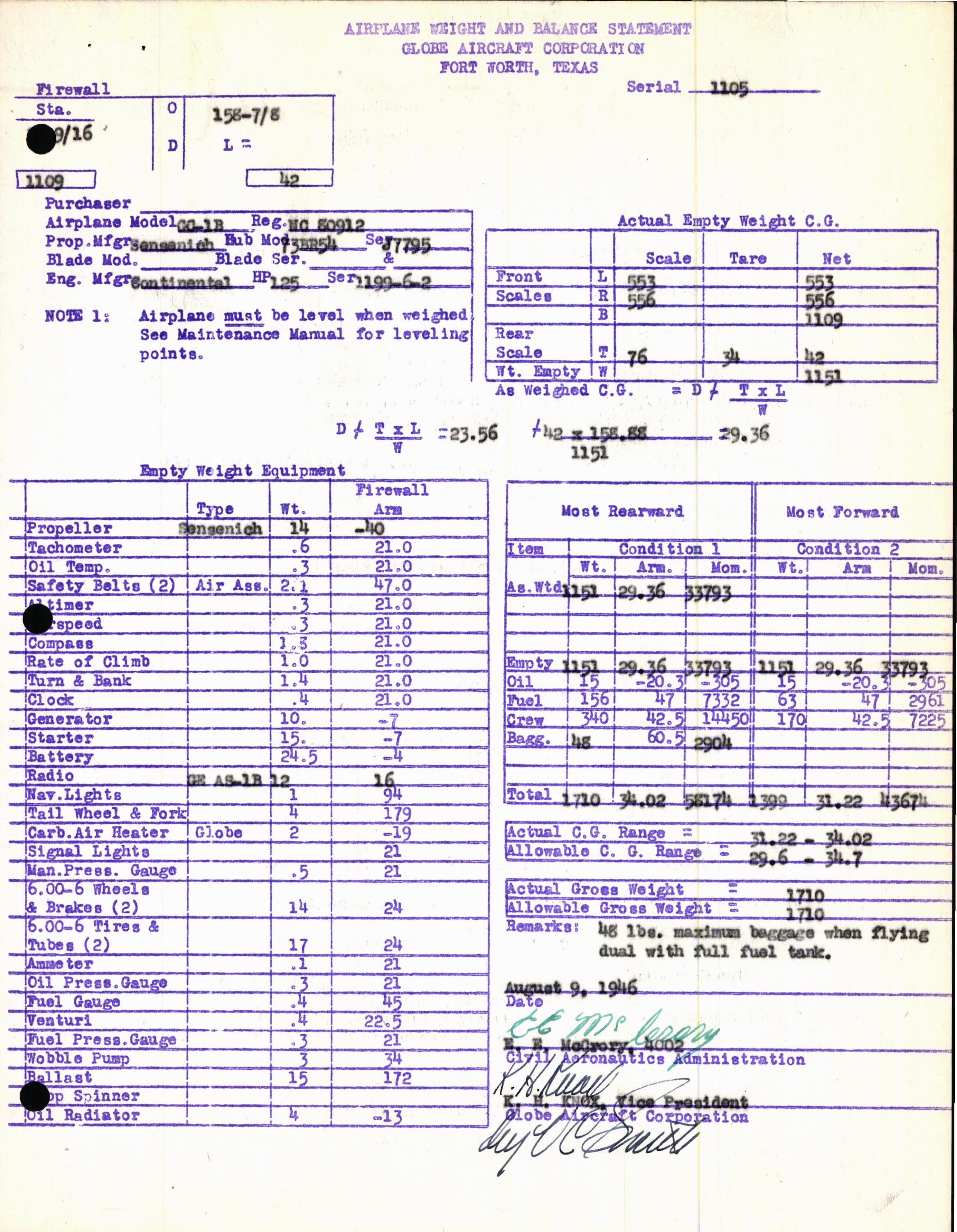 Sample page 5 from AirCorps Library document: Technical Information for Serial Number 1105