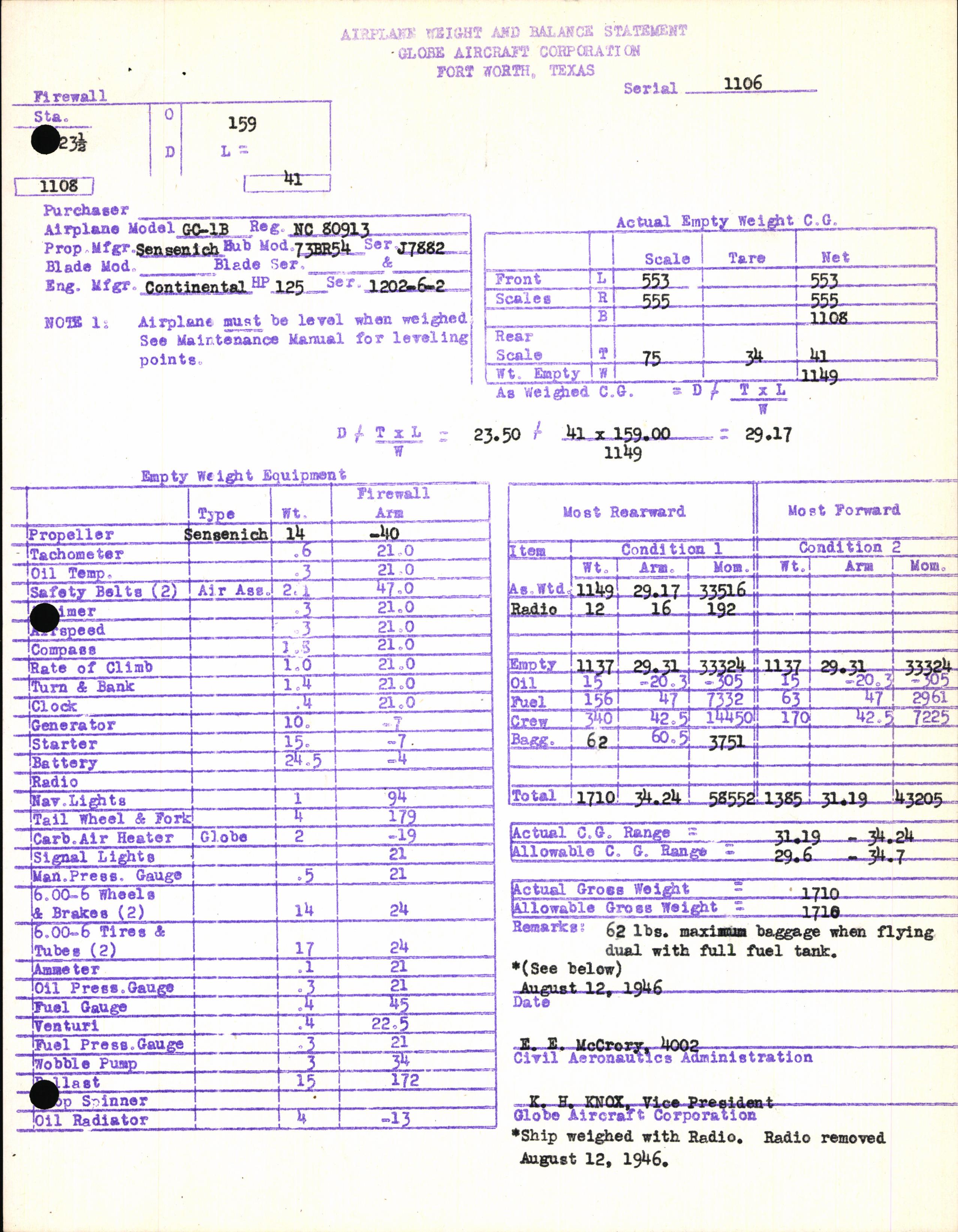 Sample page 7 from AirCorps Library document: Technical Information for Serial Number 1106
