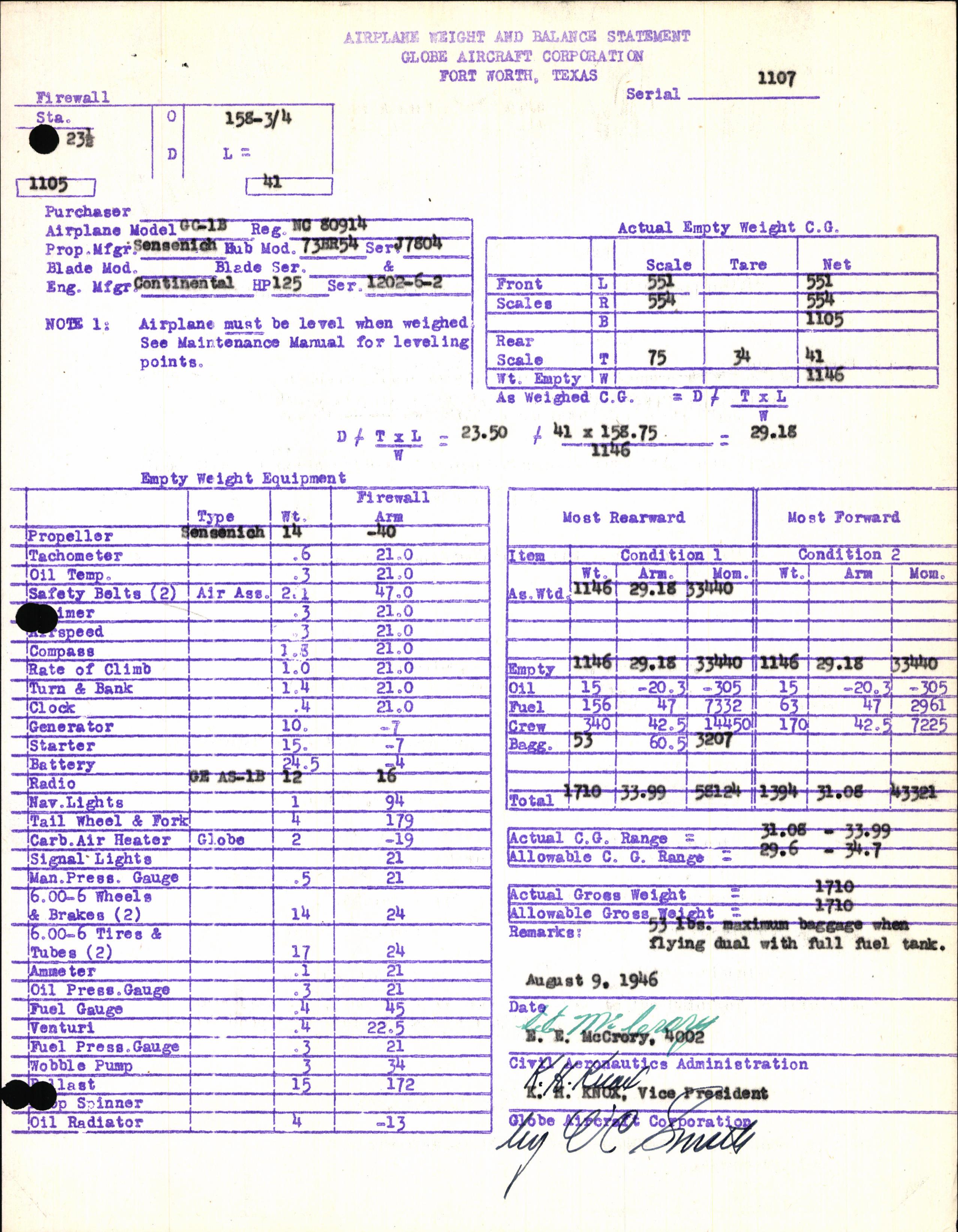 Sample page 7 from AirCorps Library document: Technical Information for Serial Number 1107