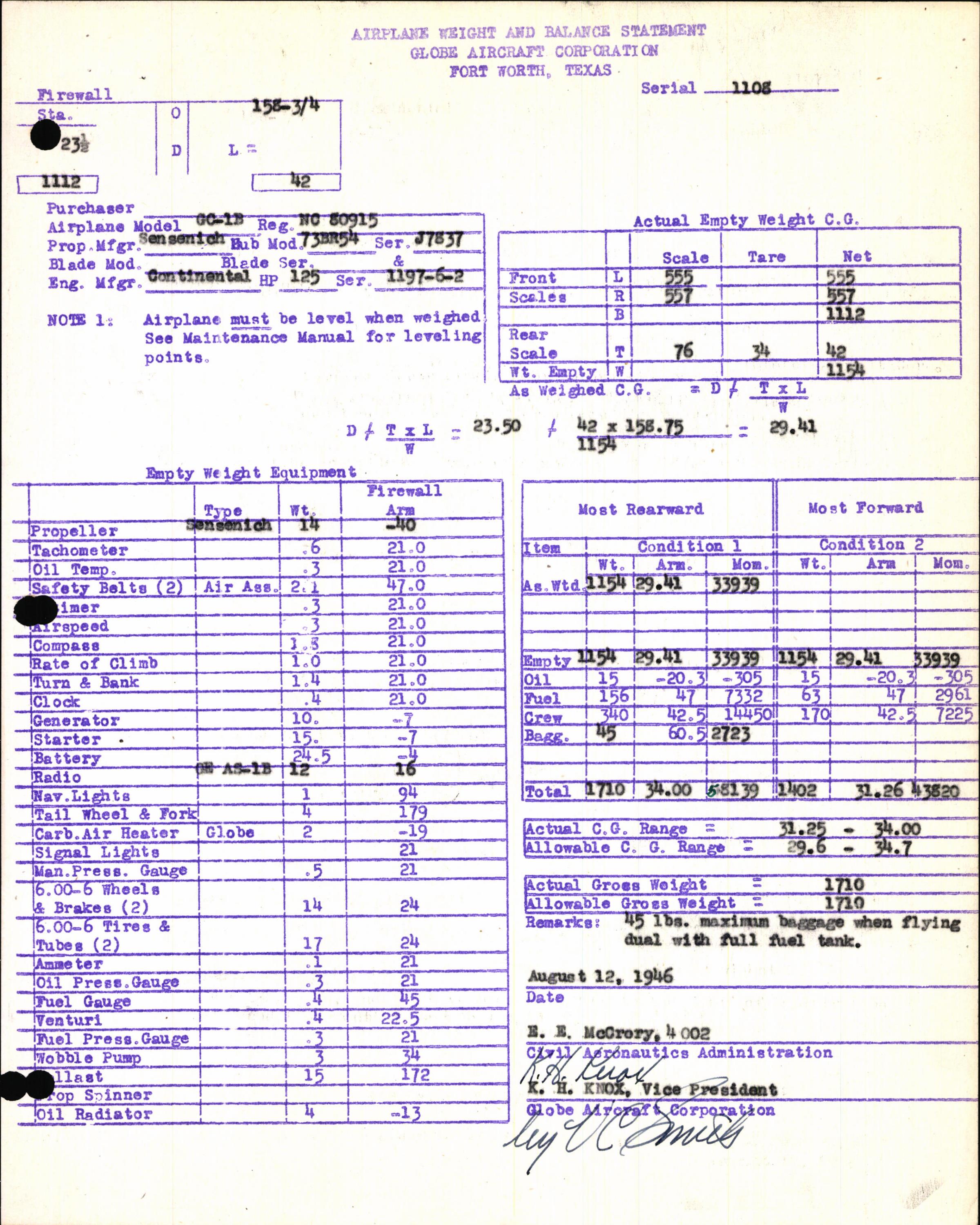 Sample page 5 from AirCorps Library document: Technical Information for Serial Number 1108