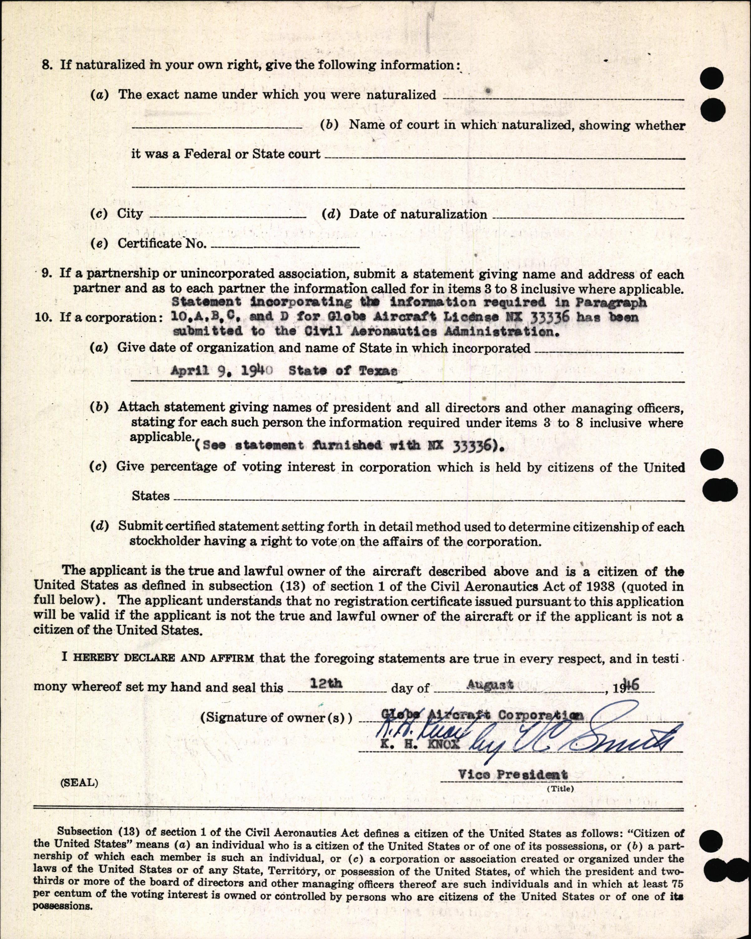 Sample page 4 from AirCorps Library document: Technical Information for Serial Number 1109