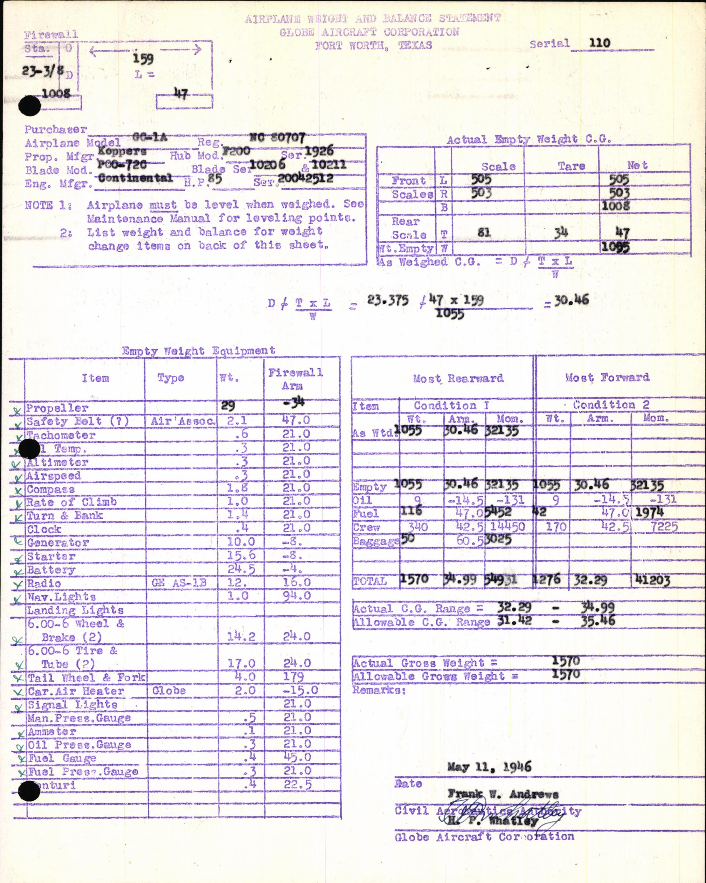 Sample page 9 from AirCorps Library document: Technical Information for Serial Number 110