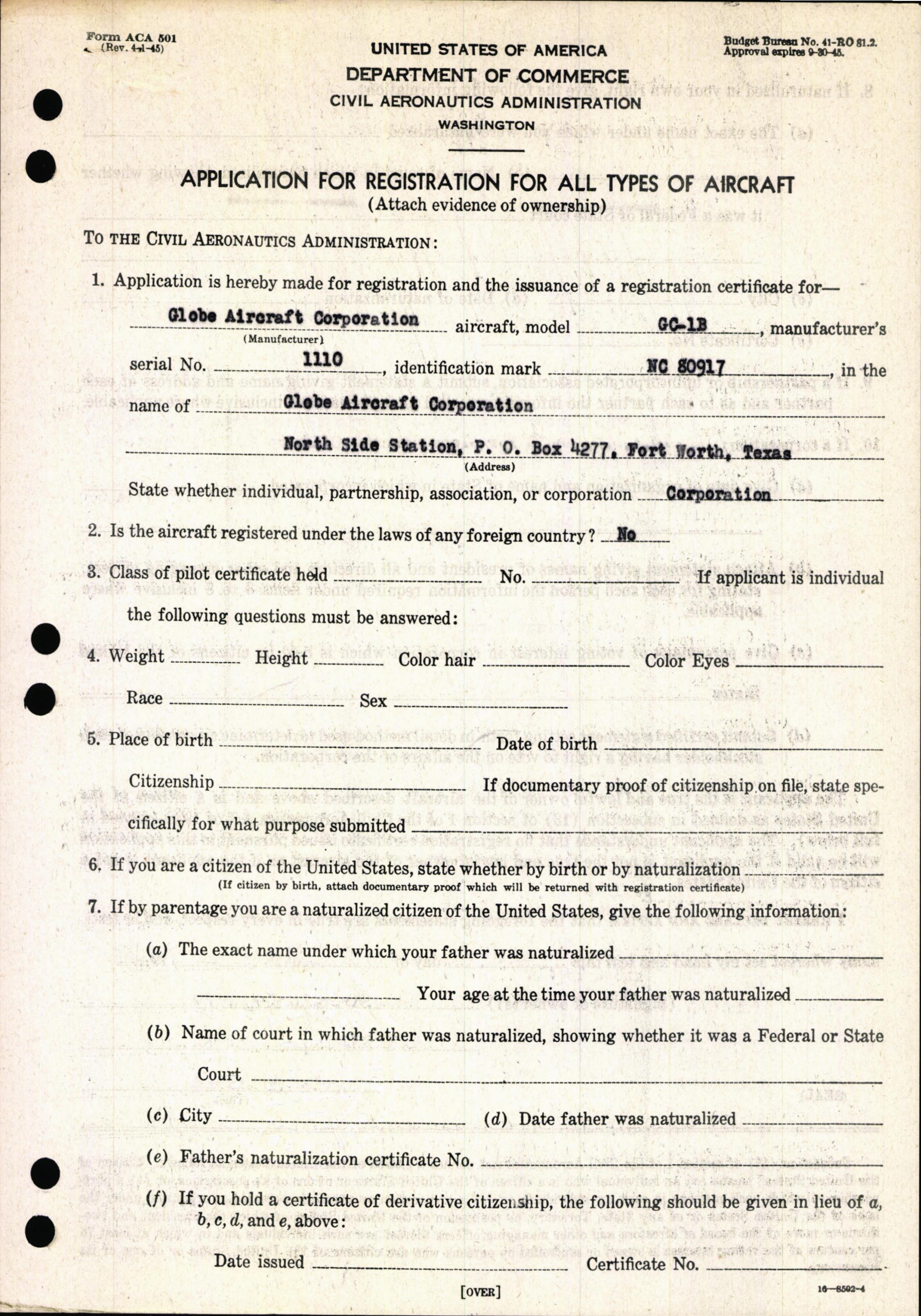 Sample page 3 from AirCorps Library document: Technical Information for Serial Number 1110