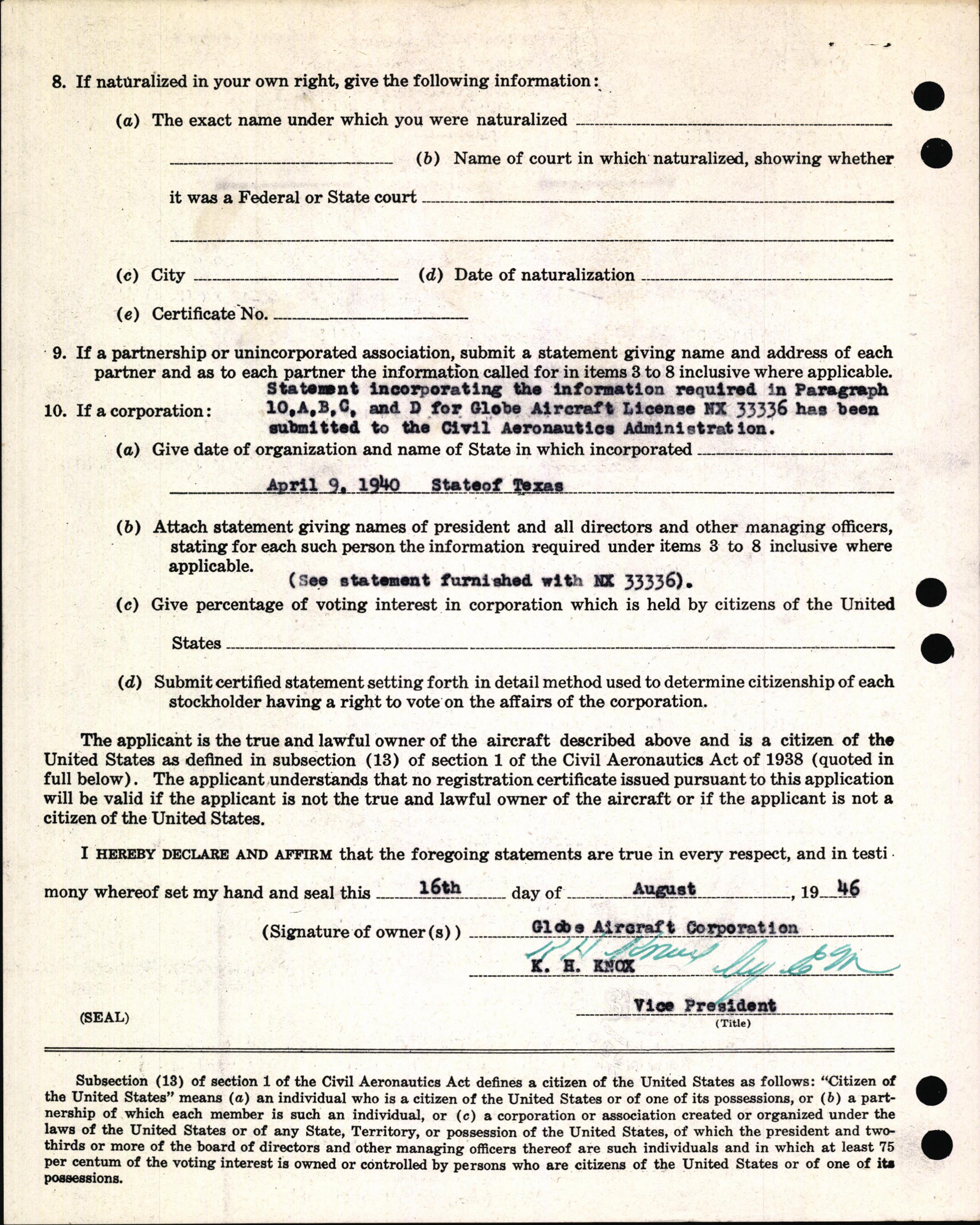 Sample page 4 from AirCorps Library document: Technical Information for Serial Number 1110