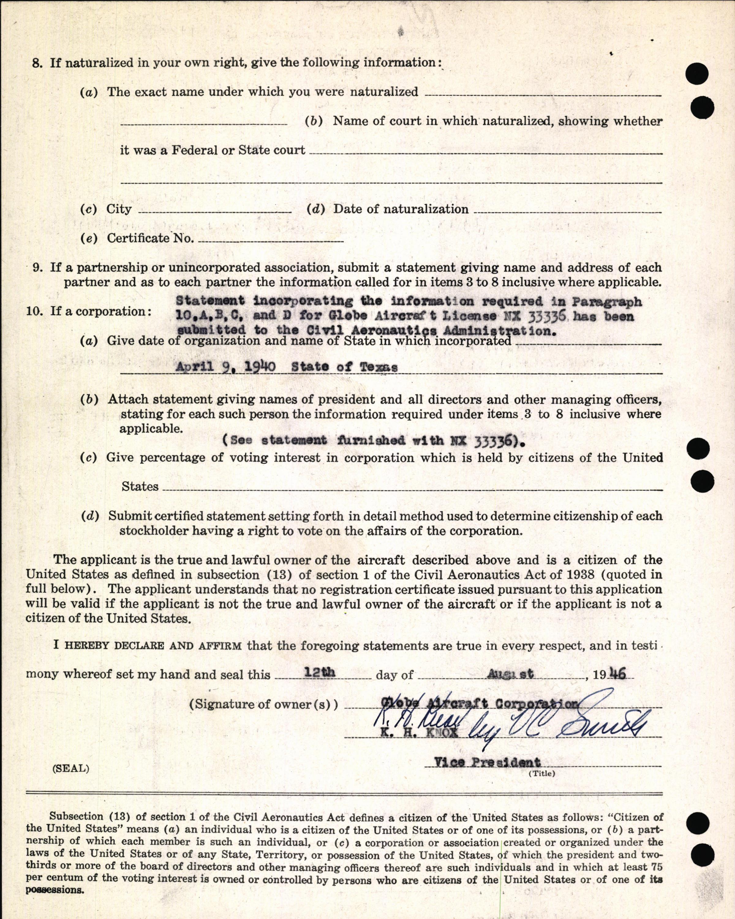 Sample page 4 from AirCorps Library document: Technical Information for Serial Number 1111