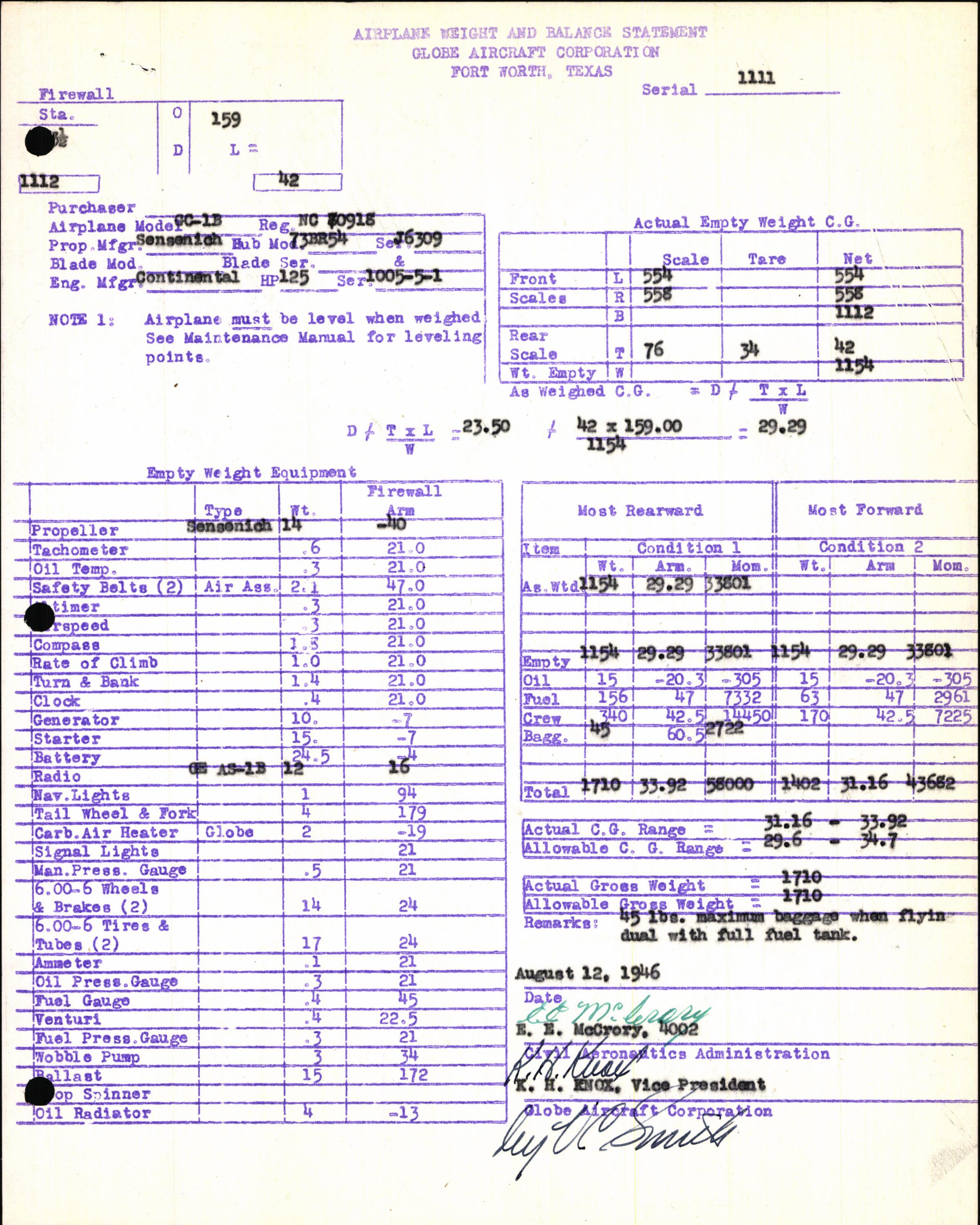 Sample page 7 from AirCorps Library document: Technical Information for Serial Number 1111