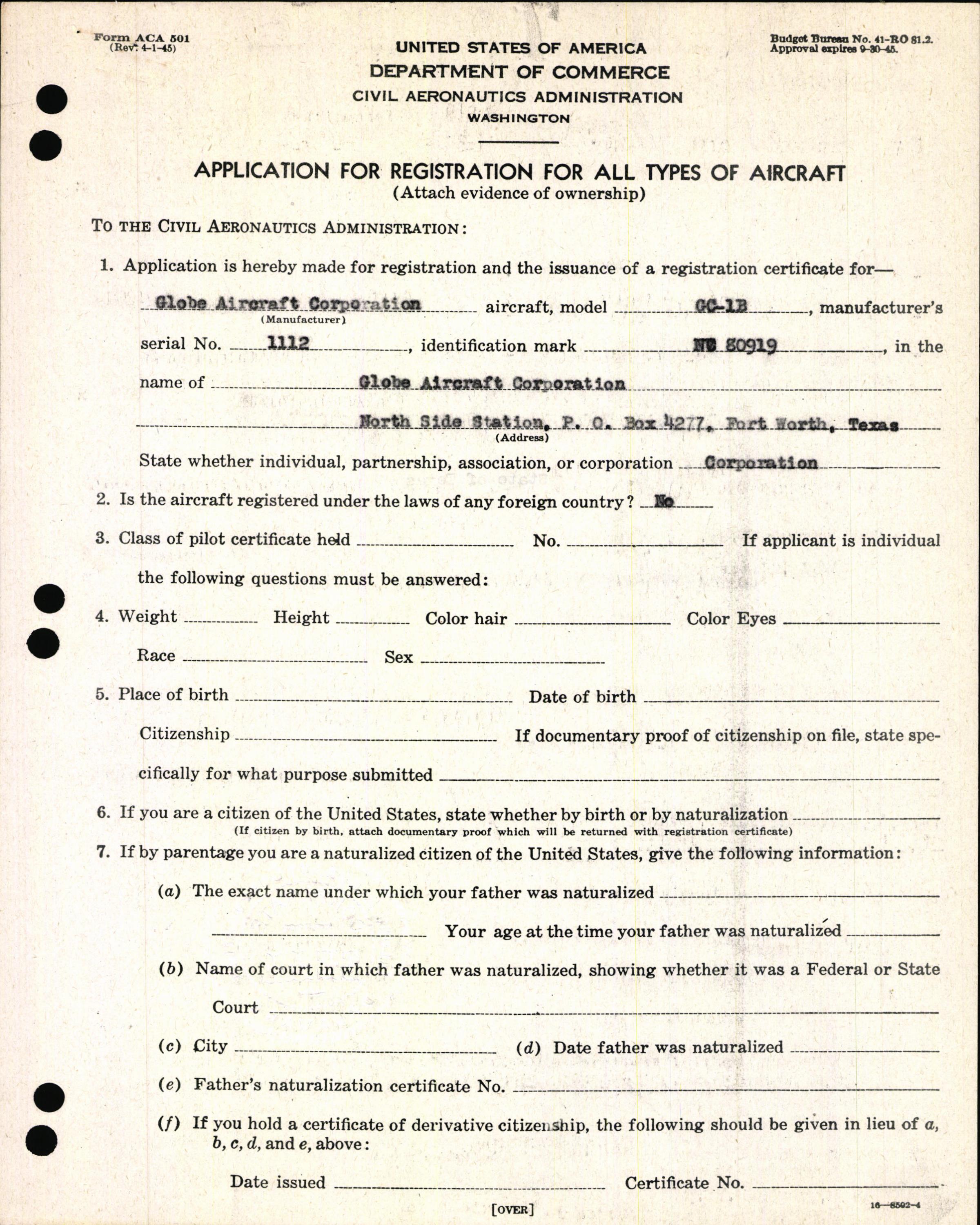 Sample page 3 from AirCorps Library document: Technical Information for Serial Number 1112