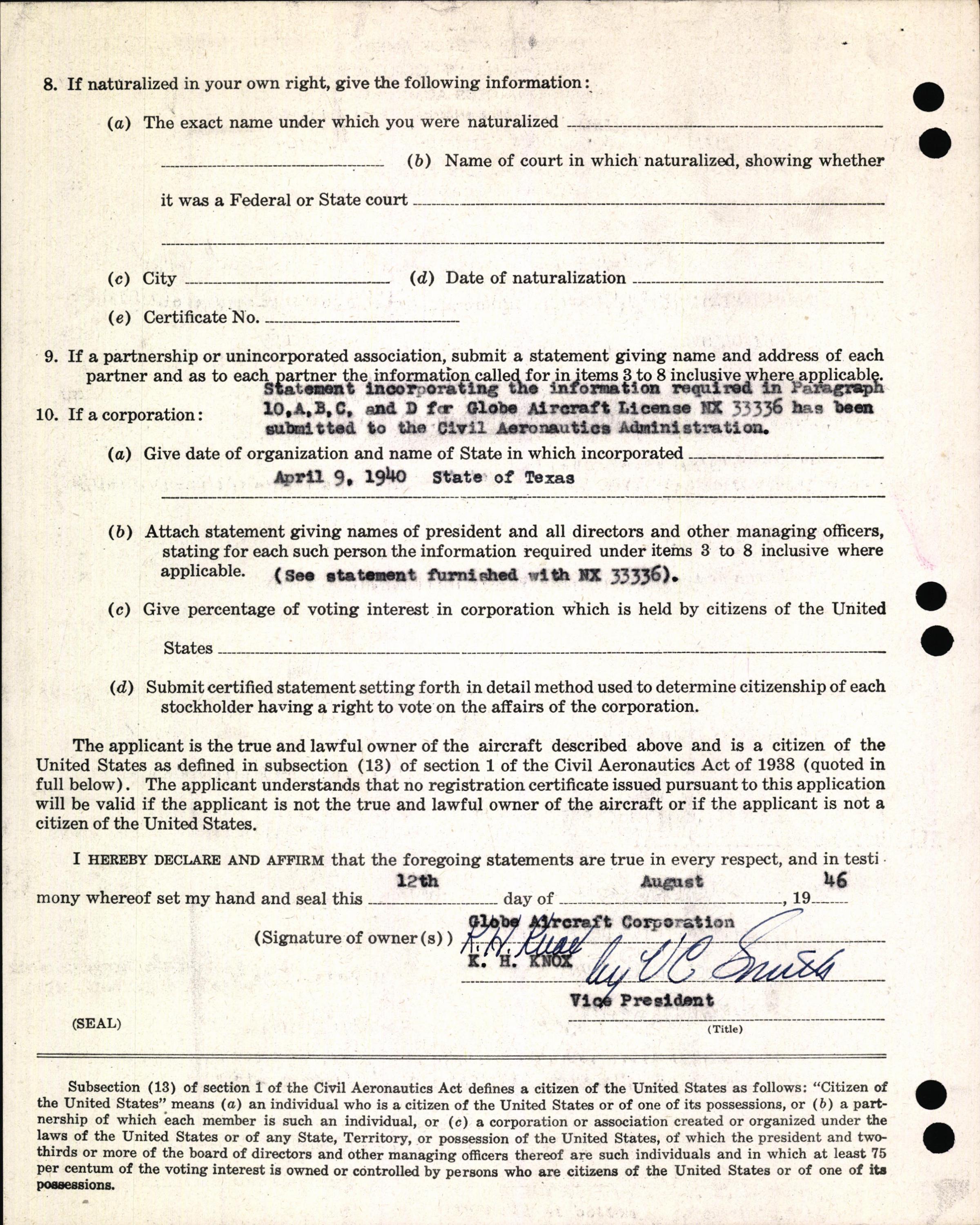 Sample page 4 from AirCorps Library document: Technical Information for Serial Number 1112