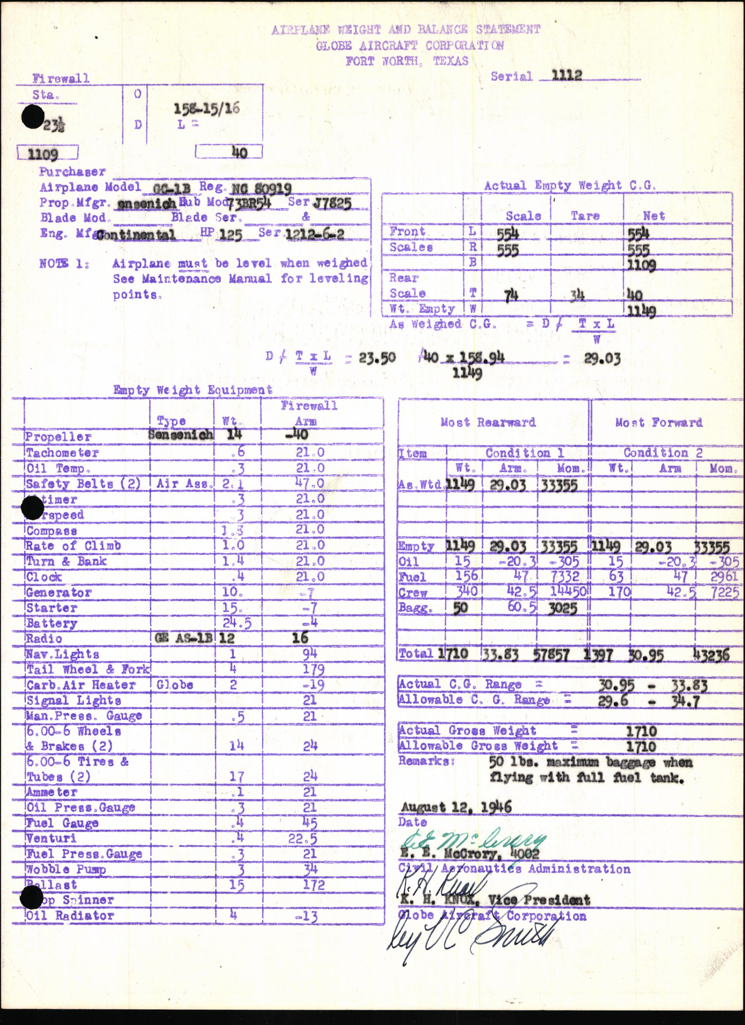 Sample page 5 from AirCorps Library document: Technical Information for Serial Number 1112