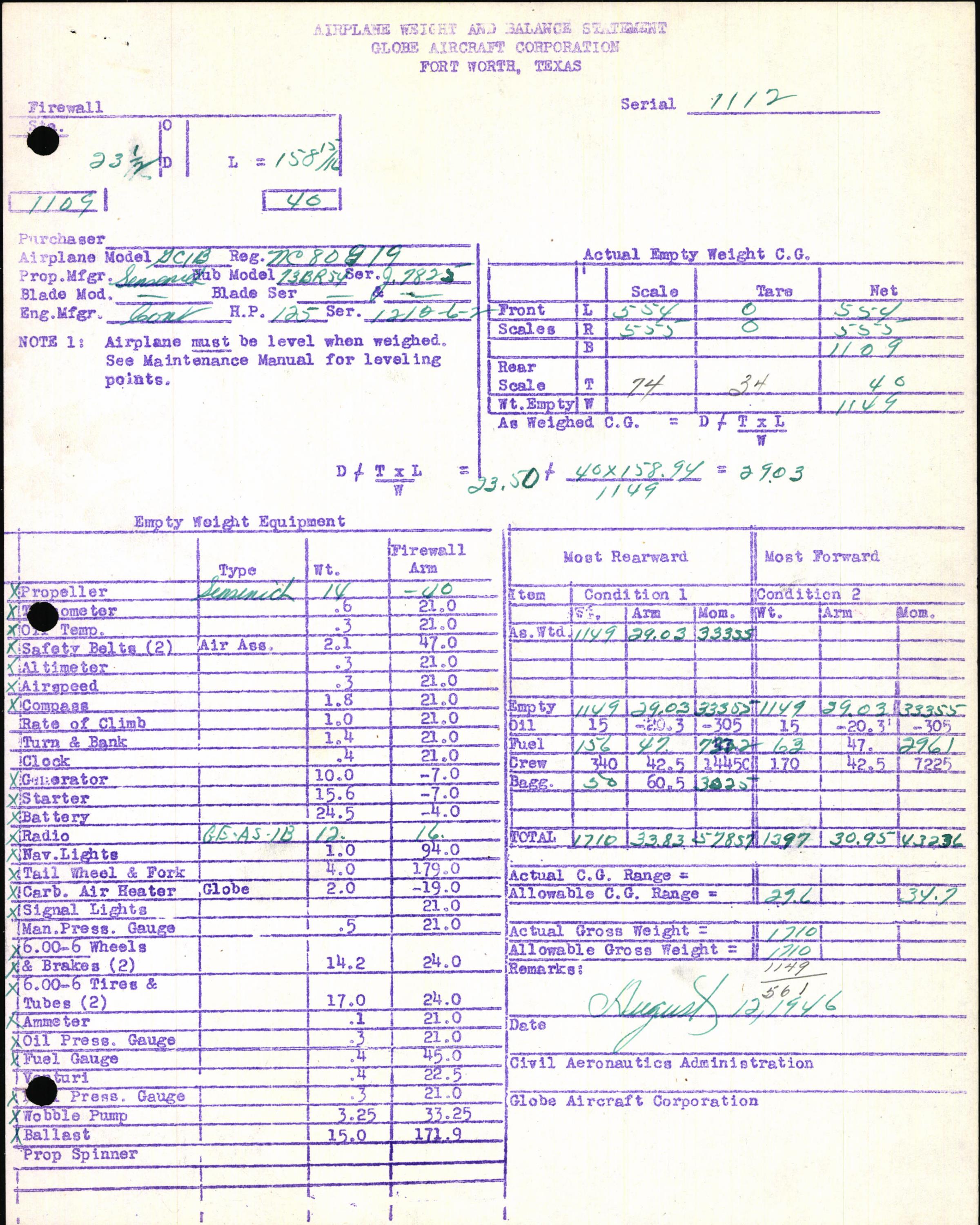 Sample page 7 from AirCorps Library document: Technical Information for Serial Number 1112