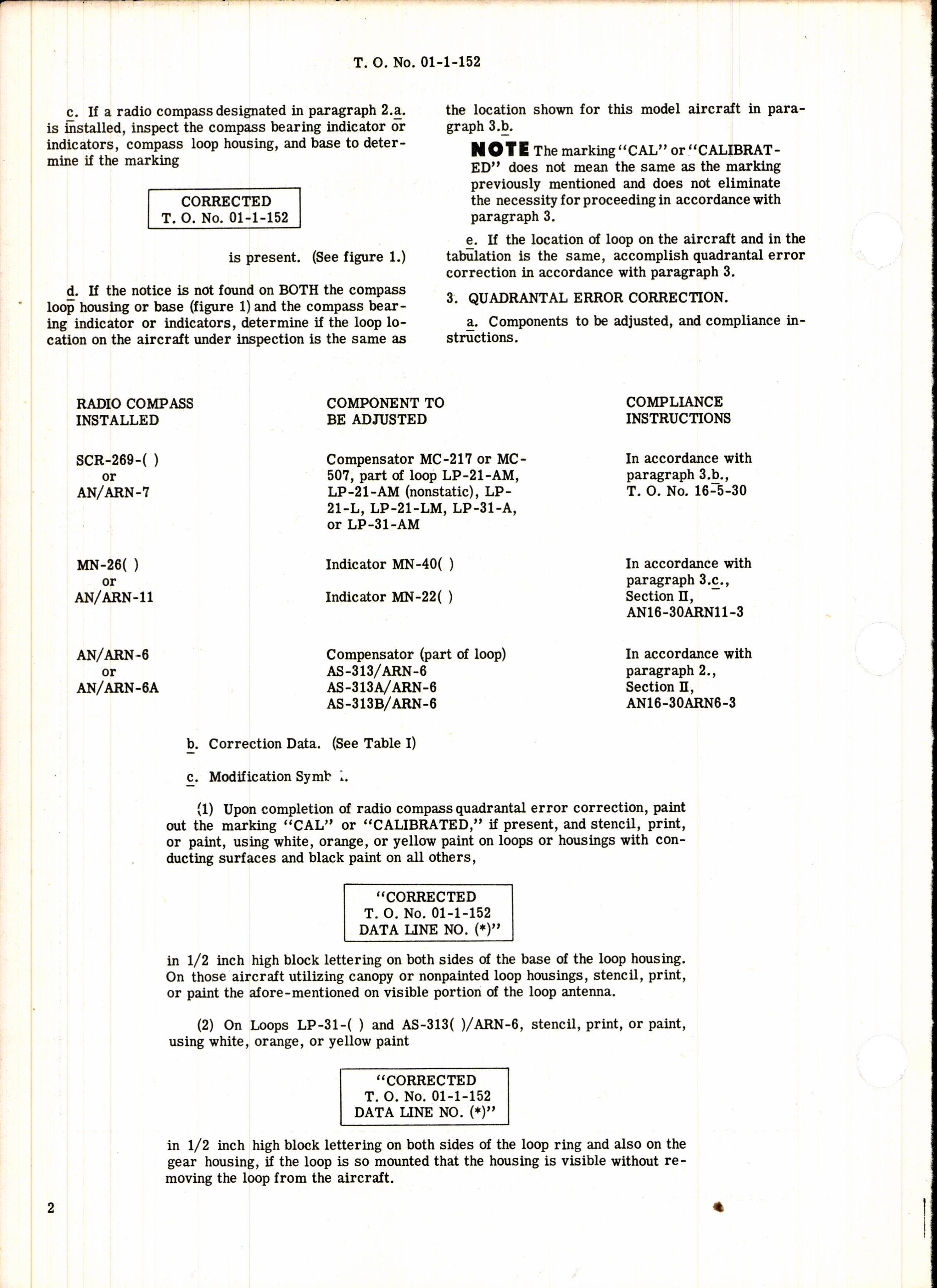 Sample page 2 from AirCorps Library document: Radio Compass Quadrantal Error Correction